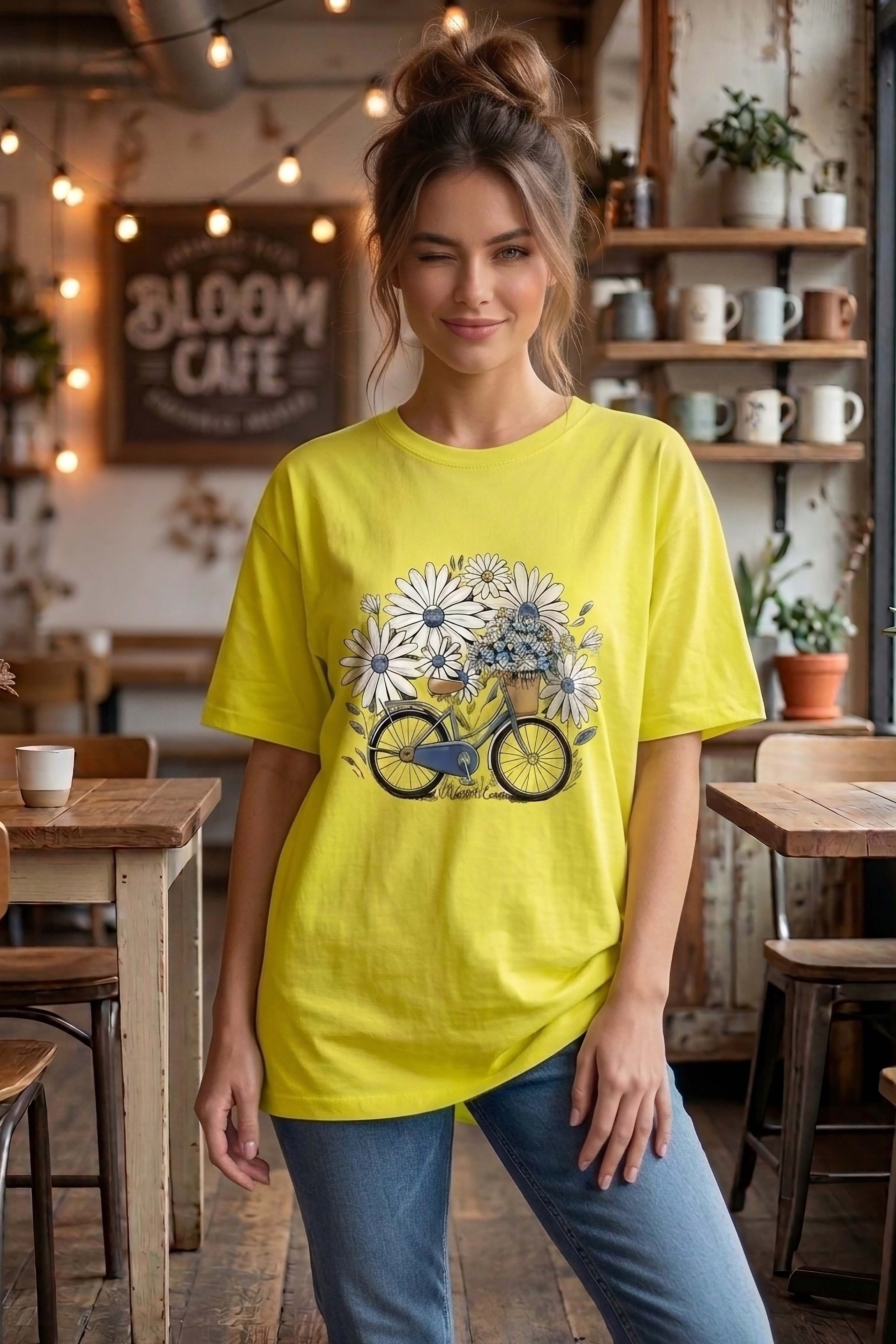 Baskılı Kısa Kollu Tunik - 1310-SARI - 1