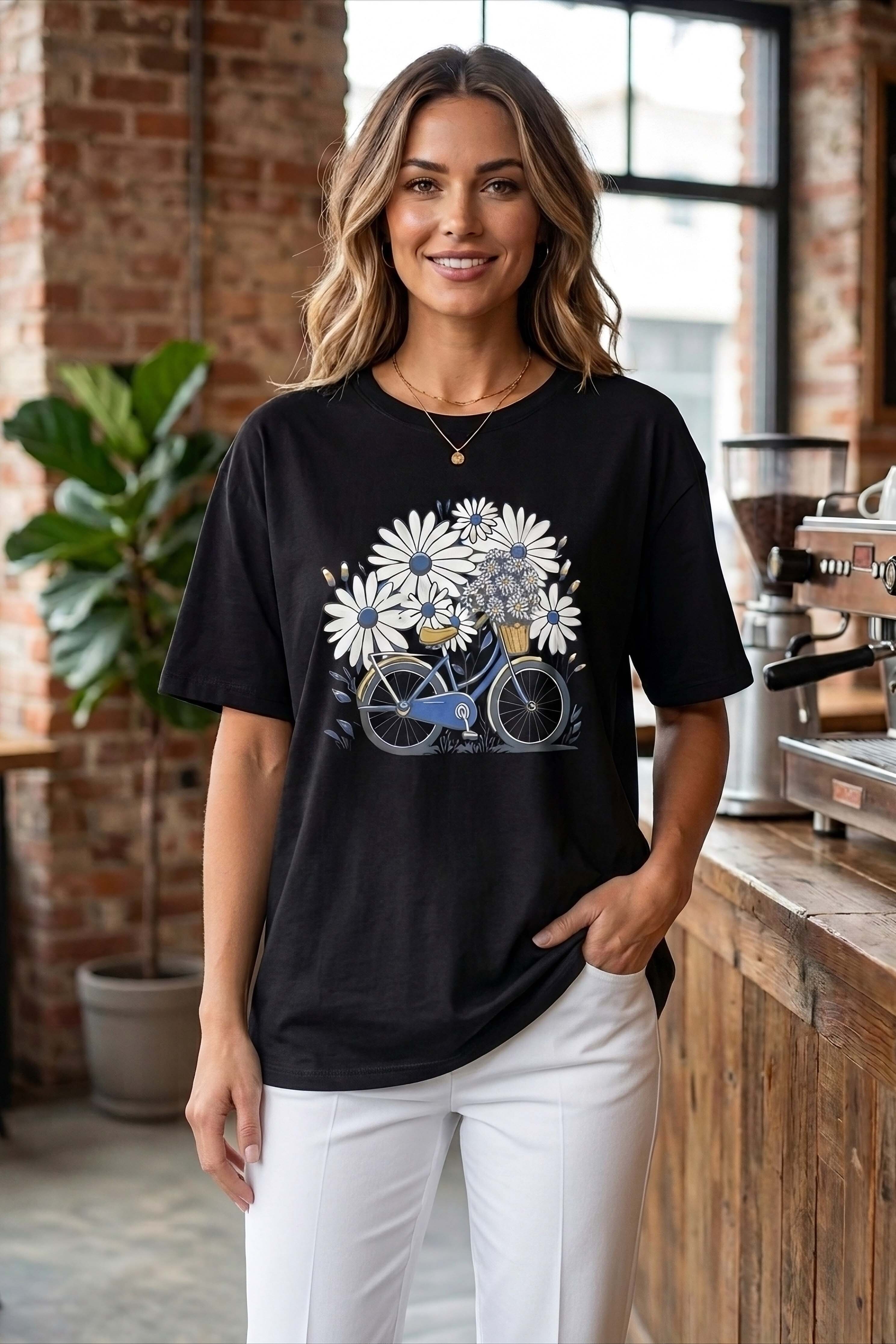 Baskılı Kısa Kollu Tunik - 1310-SIYAH - 2