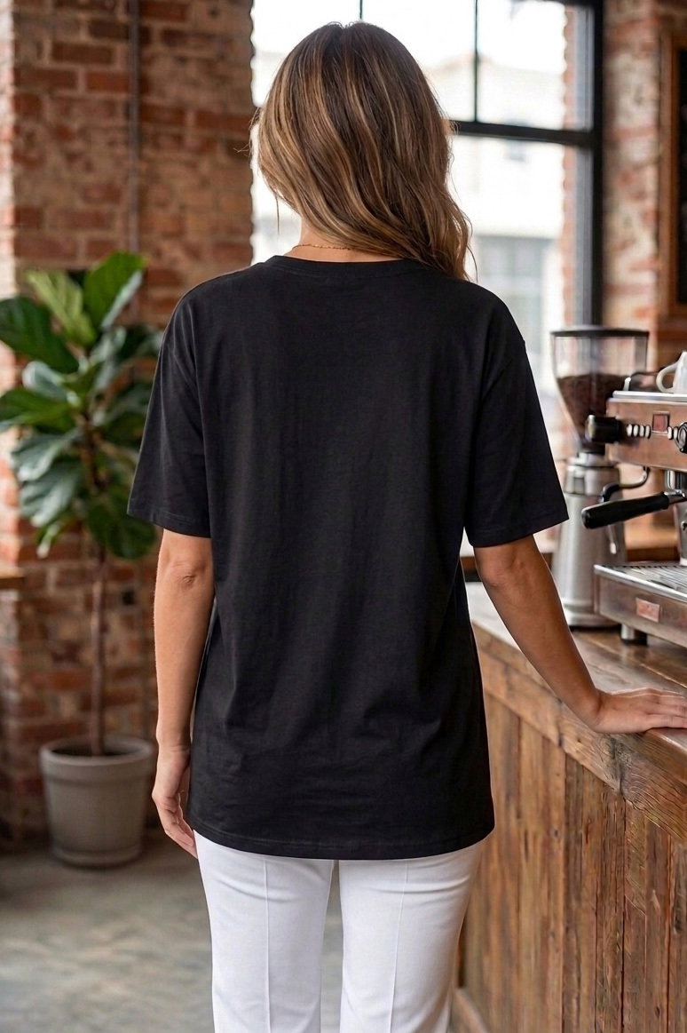 Baskılı Kısa Kollu Tunik - 1310-SIYAH - 3