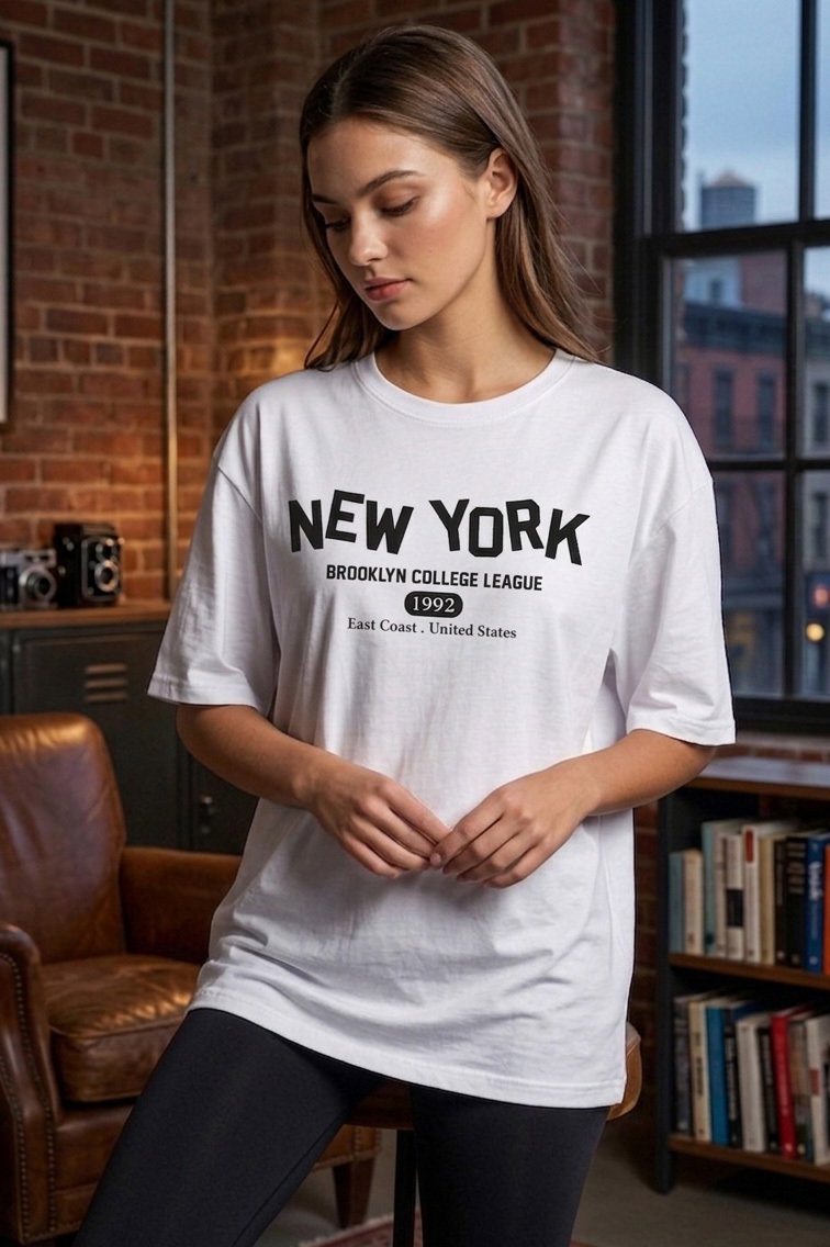 Baskılı Kısa Kollu Tunik - 1311-BEYAZ - 2