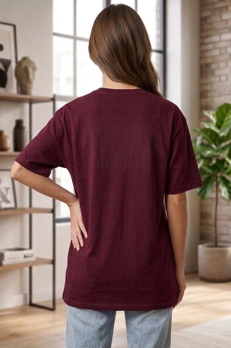 Baskılı Kısa Kollu Tunik - 1311-BORDO - 3