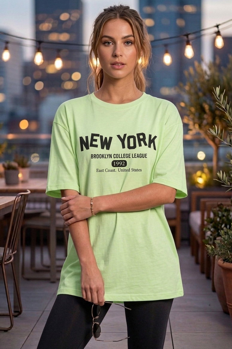 Baskılı Kısa Kollu Tunik - 1311-MINT - 1