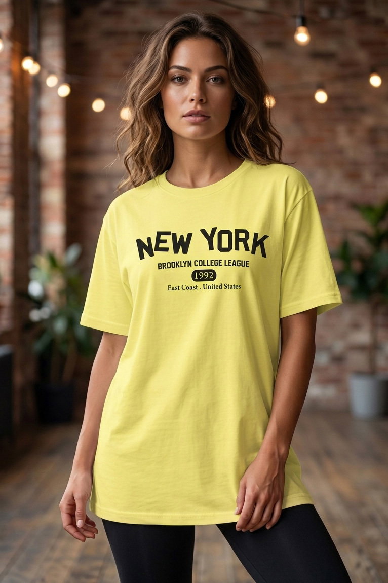 Baskılı Kısa Kollu Tunik - 1311-SARI - 1