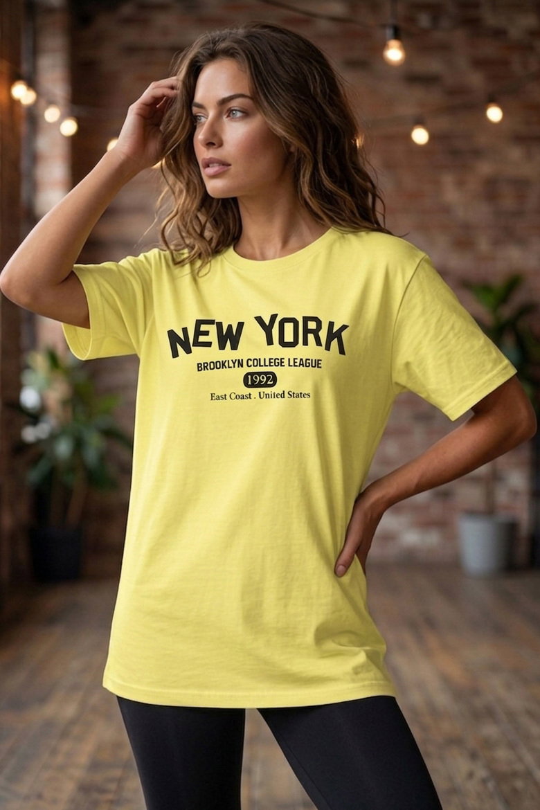 Baskılı Kısa Kollu Tunik - 1311-SARI - 2