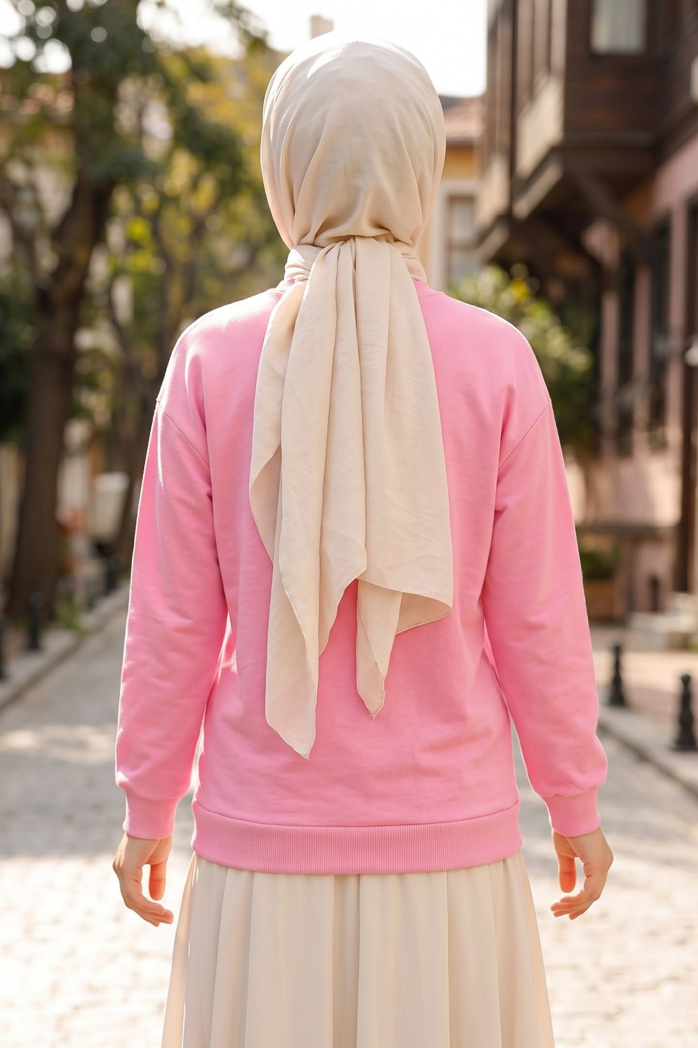 Baskılı Kısa sweatshirt Pembe - 2025-PEMBE - 3