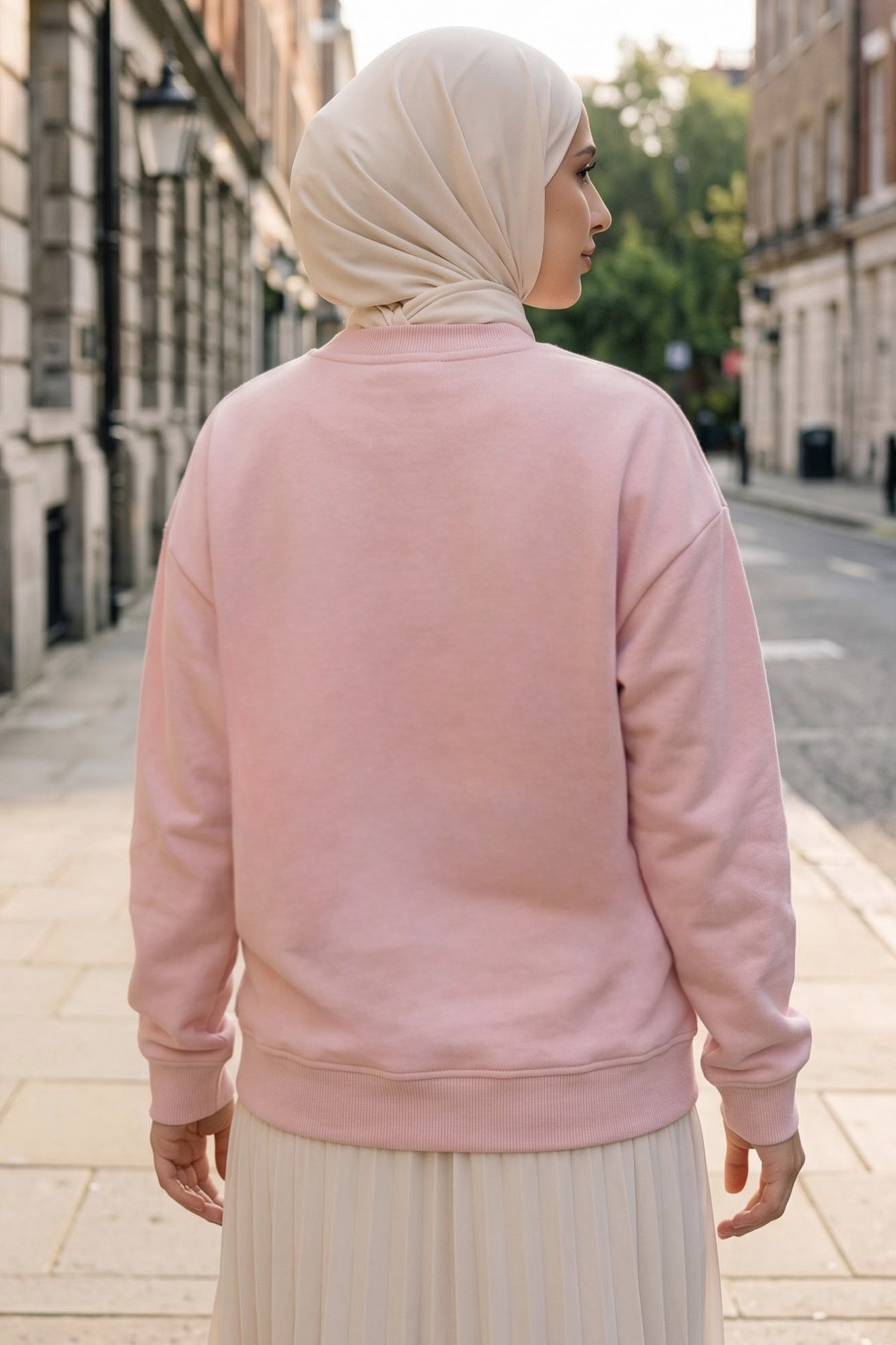 Baskılı Kısa sweatshirt Pudra - 2025-PUDRA - 3