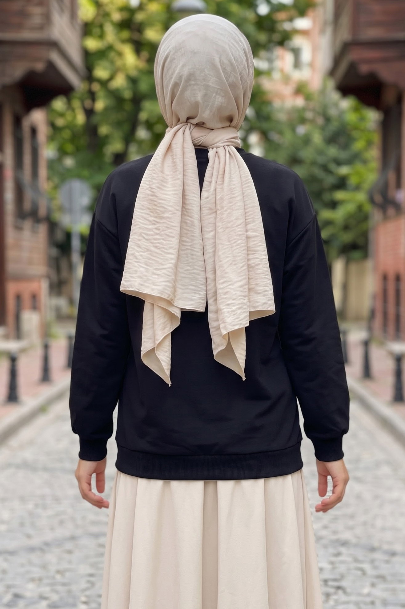 Baskılı Kısa sweatshirt Siyah - 2025-SIYAH - 3