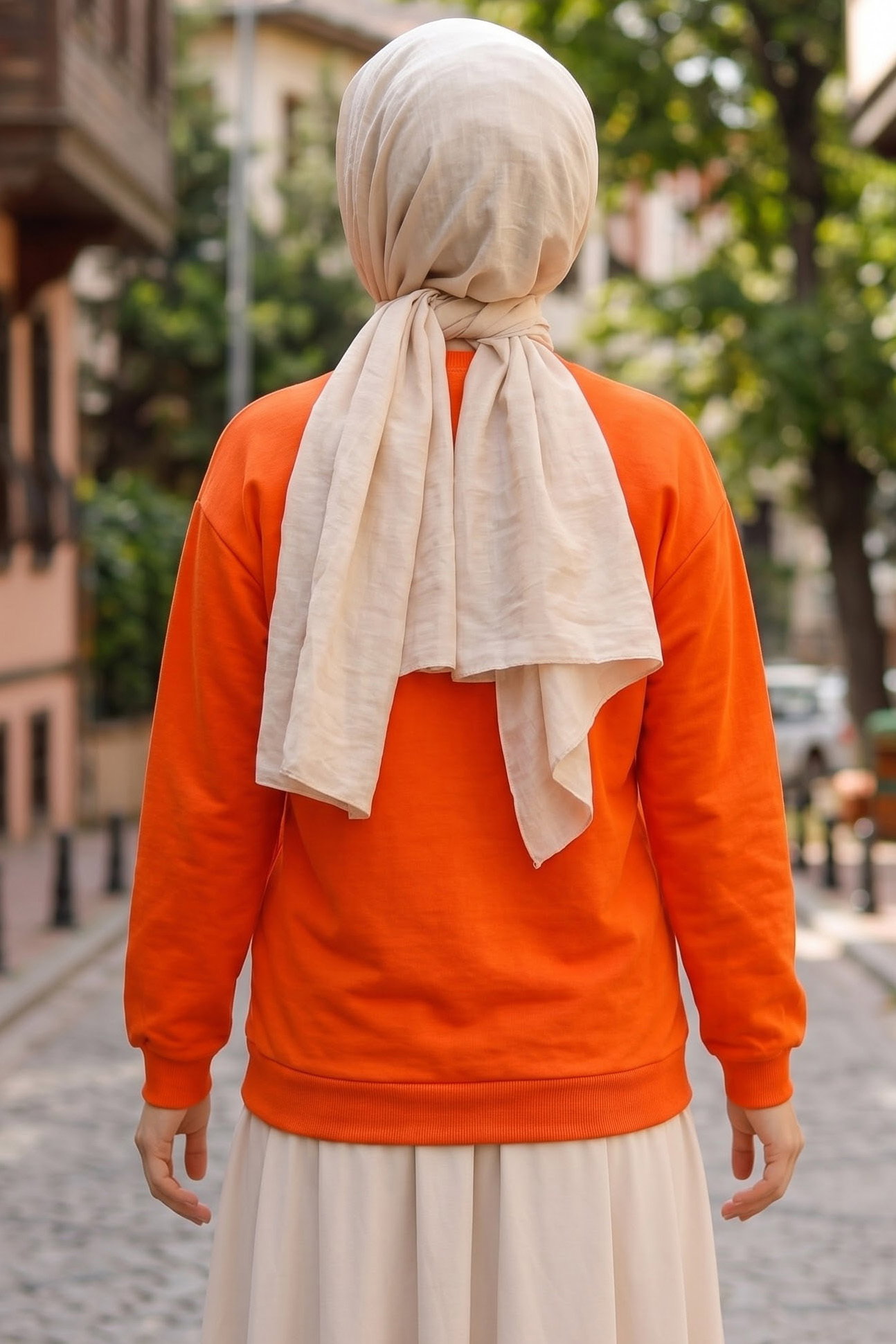 Baskılı Kısa sweatshirt Turuncu - 2025-TURUNCU - 3