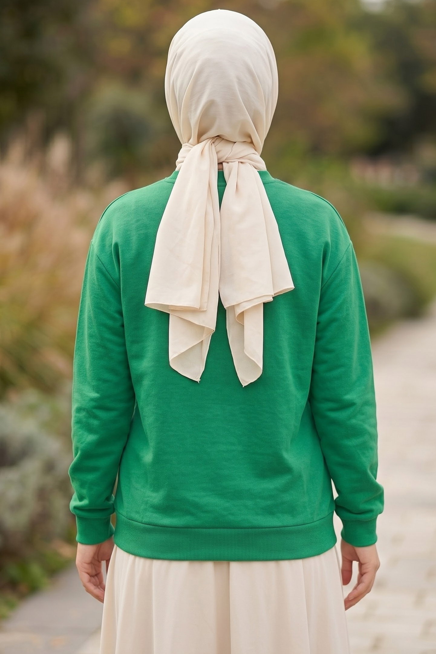 Baskılı Kısa sweatshirt Yesil - 2025-YESIL - 3