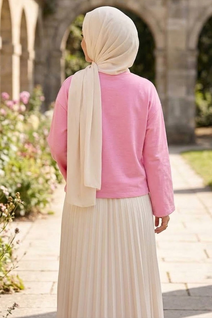 Baskılı Oversize Sweat D1 Pembe - 28778-D1-PEMBE - 3