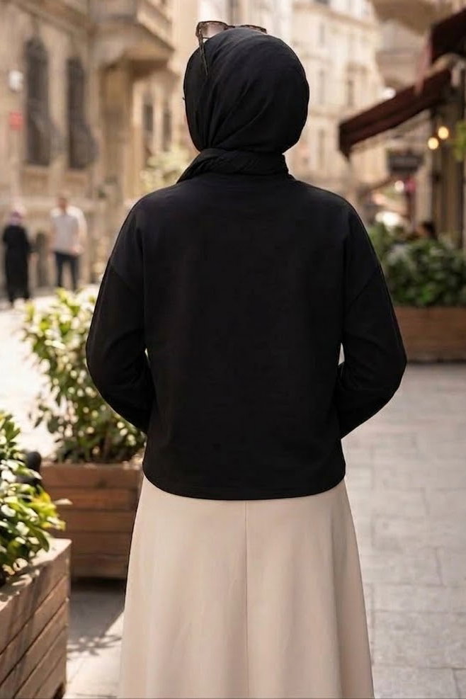 Baskılı Oversize Sweat D1 Siyah - 28778-D1-SIYAH - 4