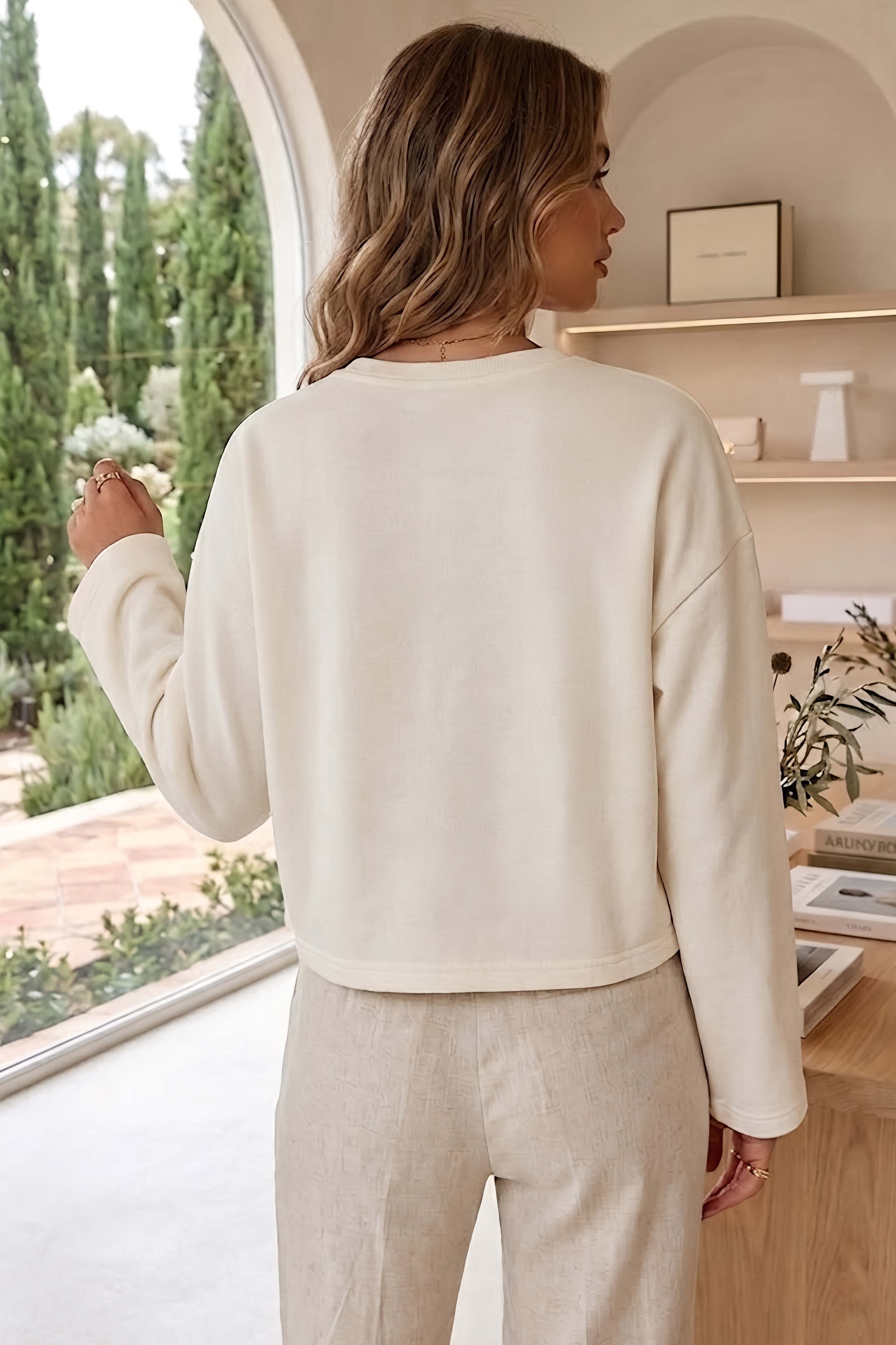 Baskılı Oversize Sweat D2 Beyaz - 28778-D2-BEYAZ - 3