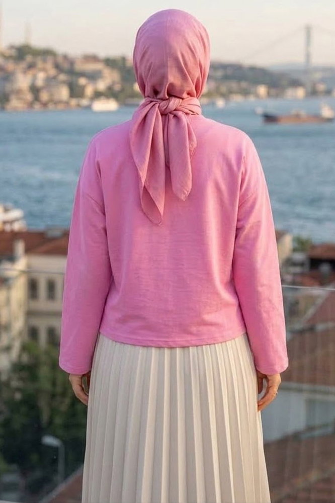 Baskılı Oversize Sweat D2 Pembe - 28778-D2-PEMBE - 3