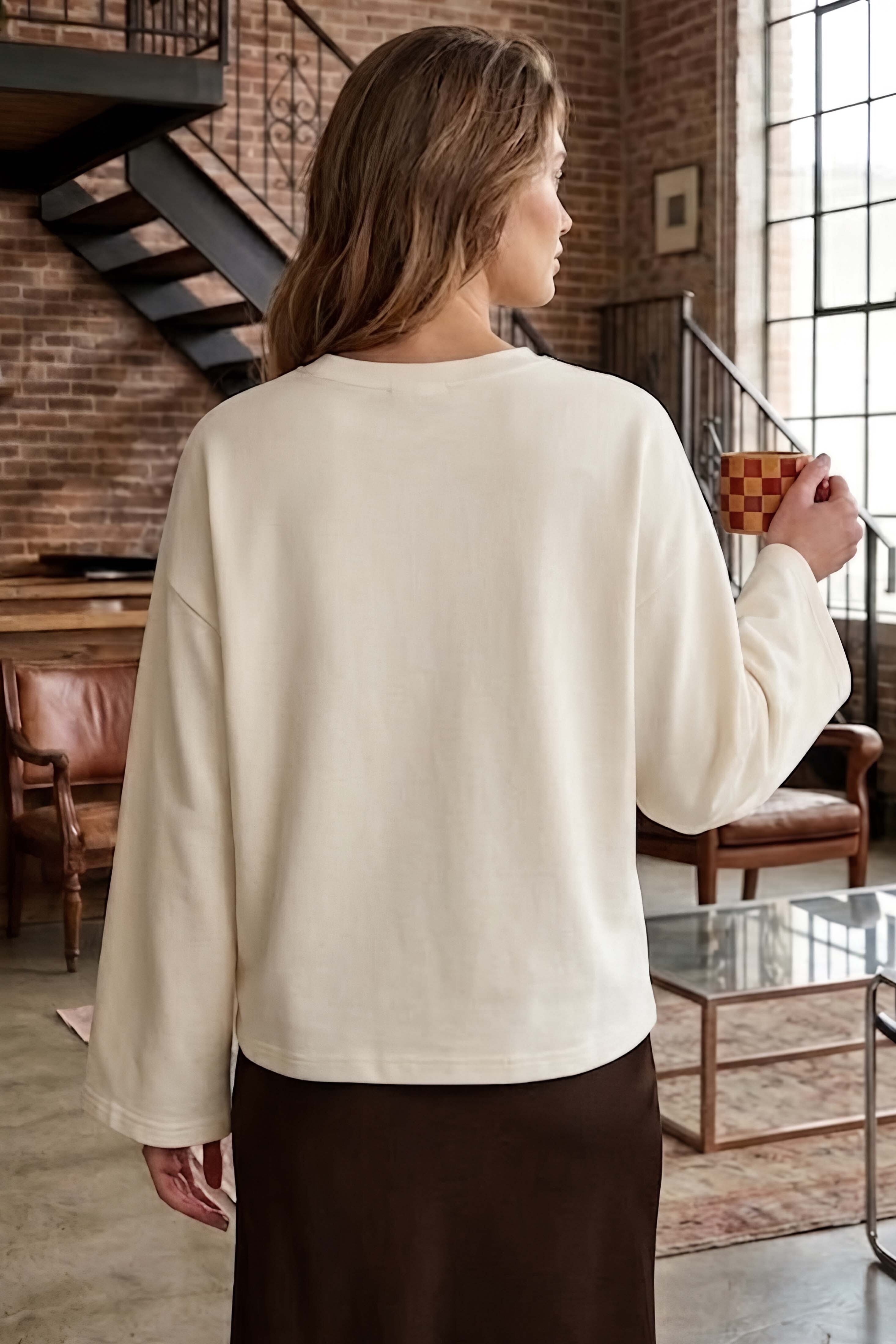 Baskılı Oversize Sweat D3 Beyaz - 28778-D3-BEYAZ - 3