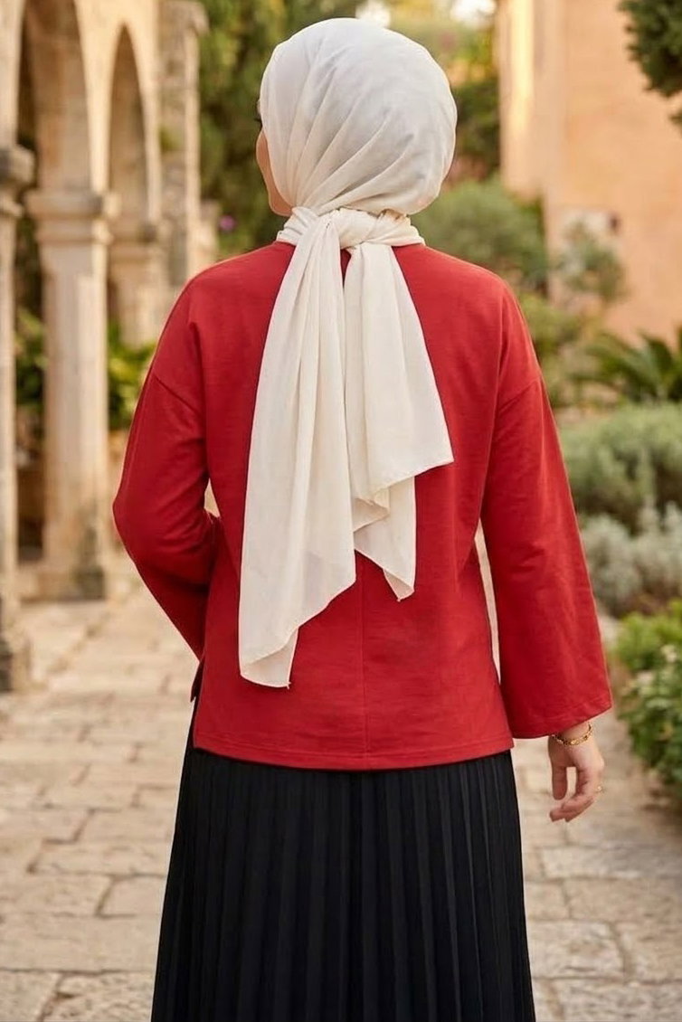 Baskılı Oversize Sweat D3 Kirmizi - 28778-D3-KIRMIZI - 3