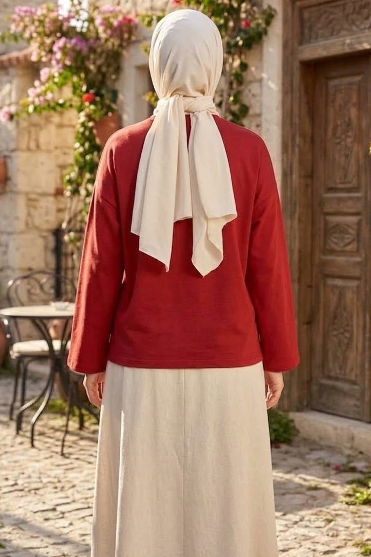 Baskılı Oversize Sweat D4 Kirmizi - 28778-D4-KIRMIZI - 3