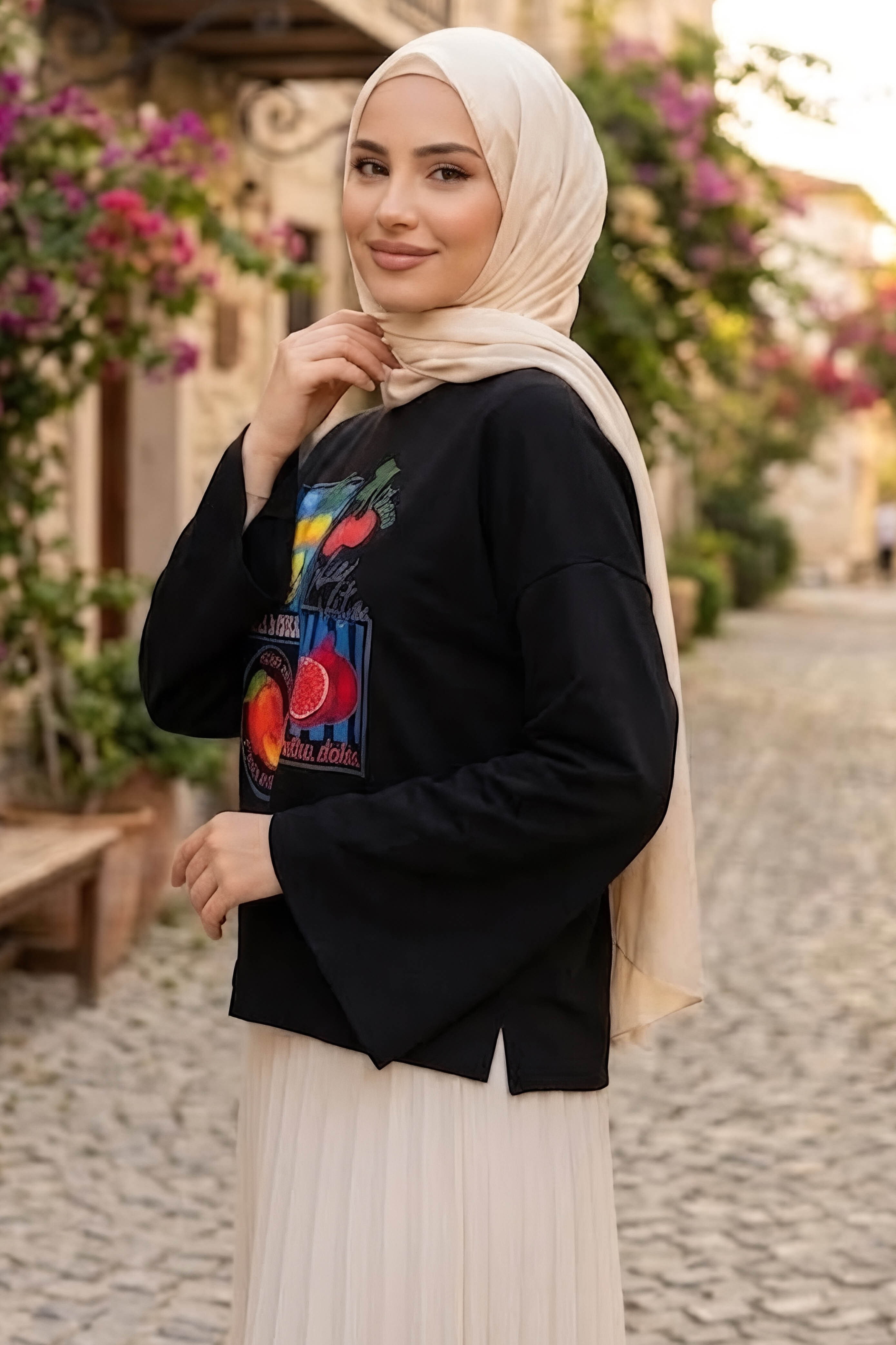 Baskılı Oversize Sweat D4 Siyah - 28778-D4-SIYAH - 3