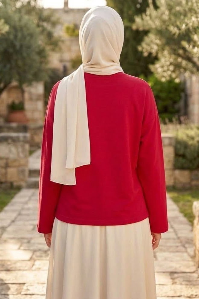 Baskılı Oversize Sweat D5 Kirmizi - 28778-D5-KIRMIZI - 4