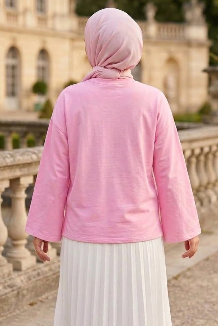 Baskılı Oversize Sweat D5 Pembe - 28778-D5-PEMBE - 3
