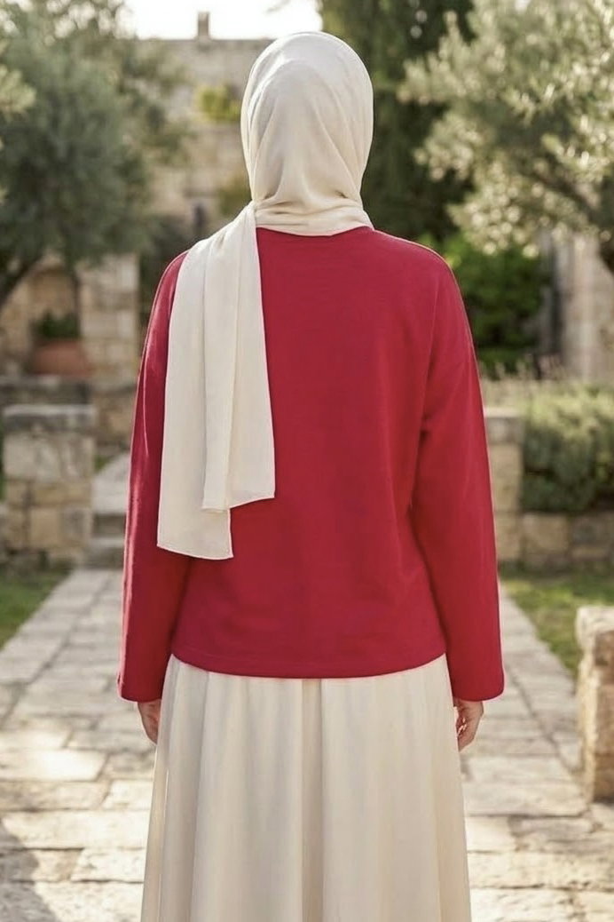 Baskılı Oversize Sweat D6 Kirmizi - 28778-D6-KIRMIZI - 4