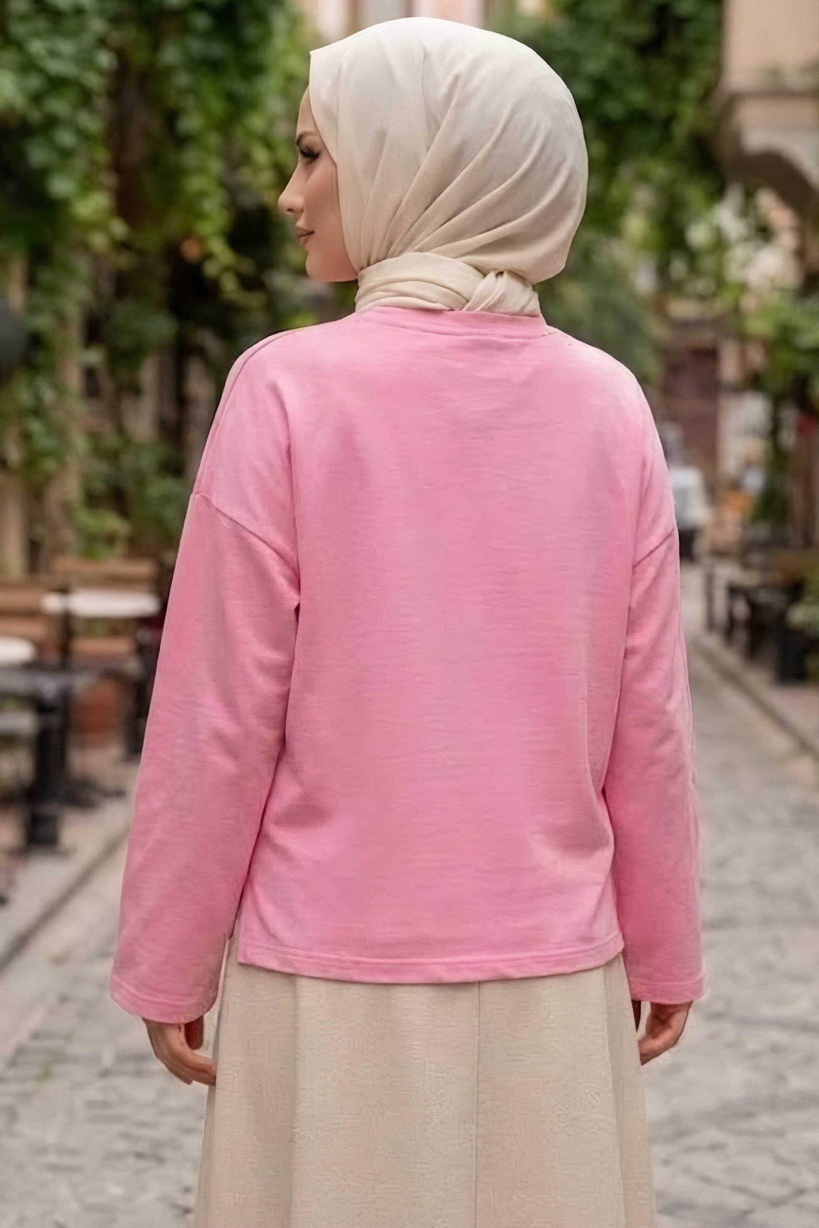 Baskılı Oversize Sweat D6 Pembe - 28778-D6-PEMBE - 2