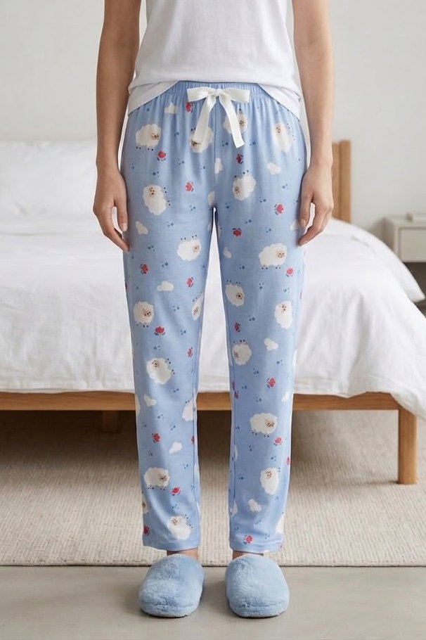 Baskılı Pijama Altı Bebe Mavi - 28741-BEBE-MAVI - 1
