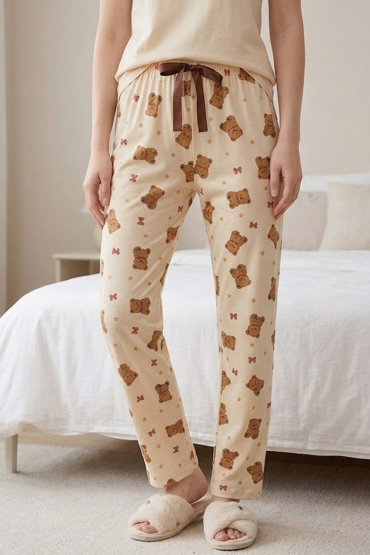 Baskılı Pijama Altı Bej - 28741-BEJ - 1
