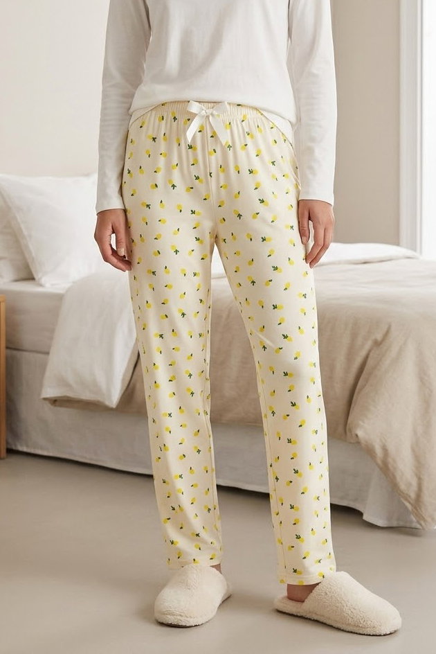 Baskılı Pijama Altı Sari - 28741-SARI - 1