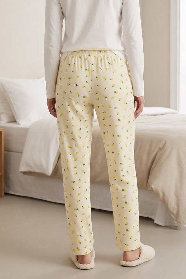 Baskılı Pijama Altı Sari - 28741-SARI - 2