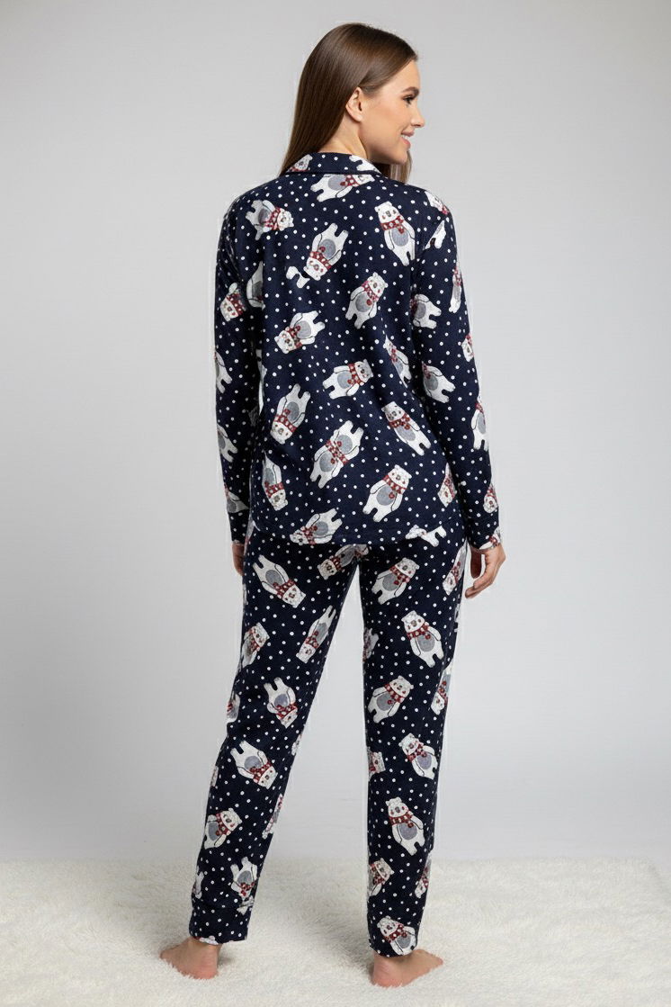 Baskılı Pijama Takımı - 28021-LACIVERT - 2