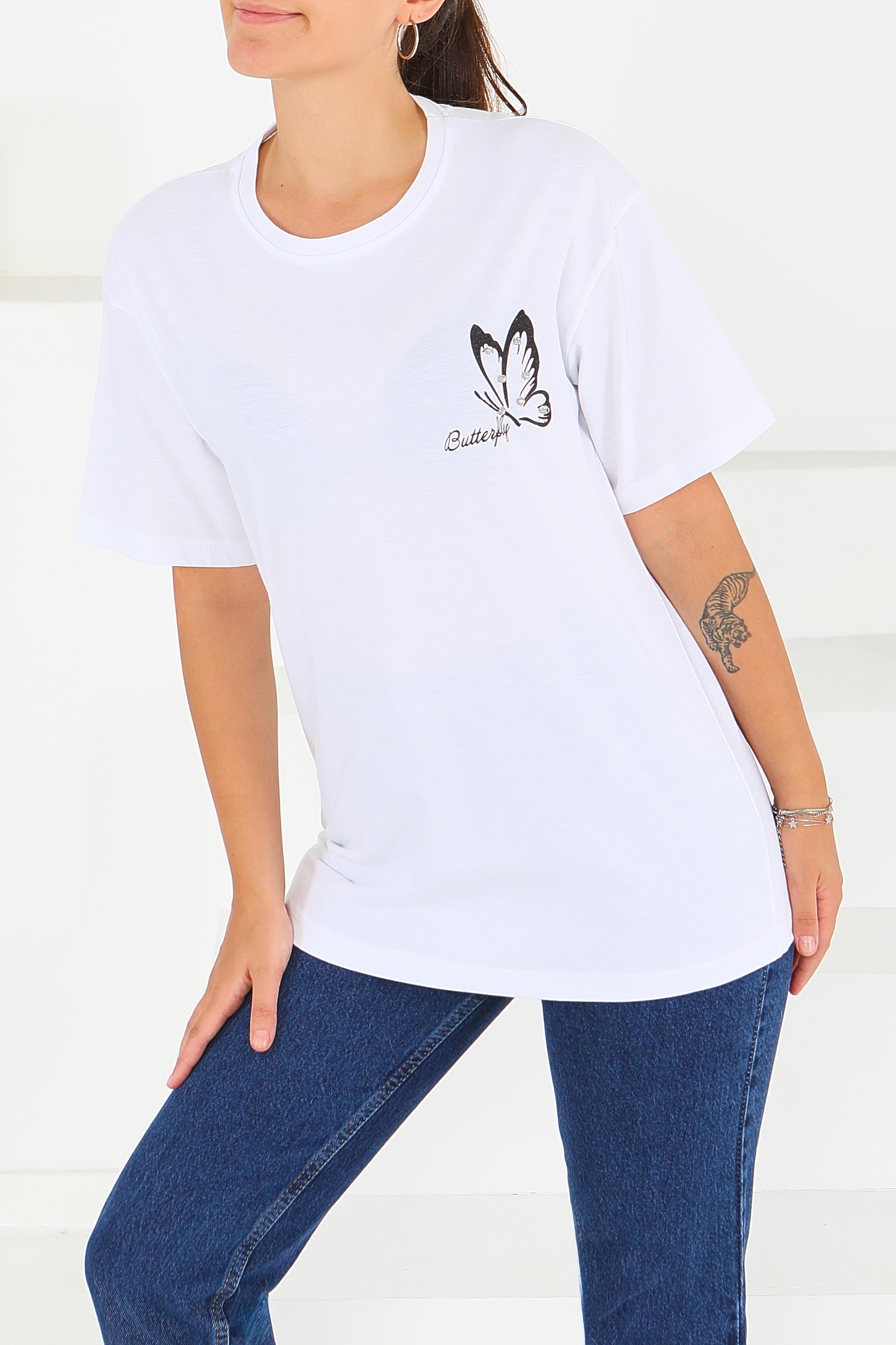 Baskılı Taşlı T-Şhirt - 27567 - 3