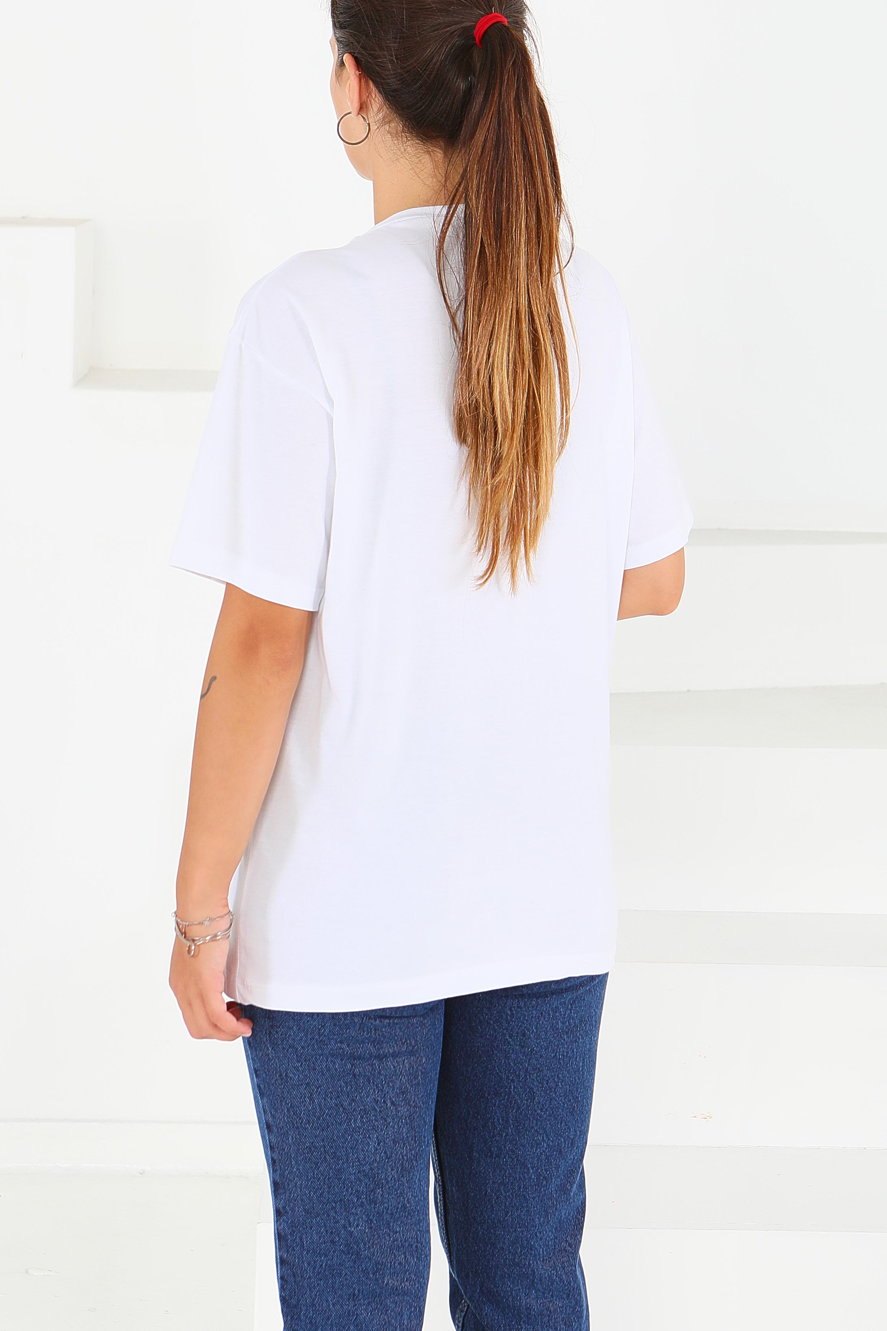 Baskılı Taşlı T-Şhirt - 27567 - 5