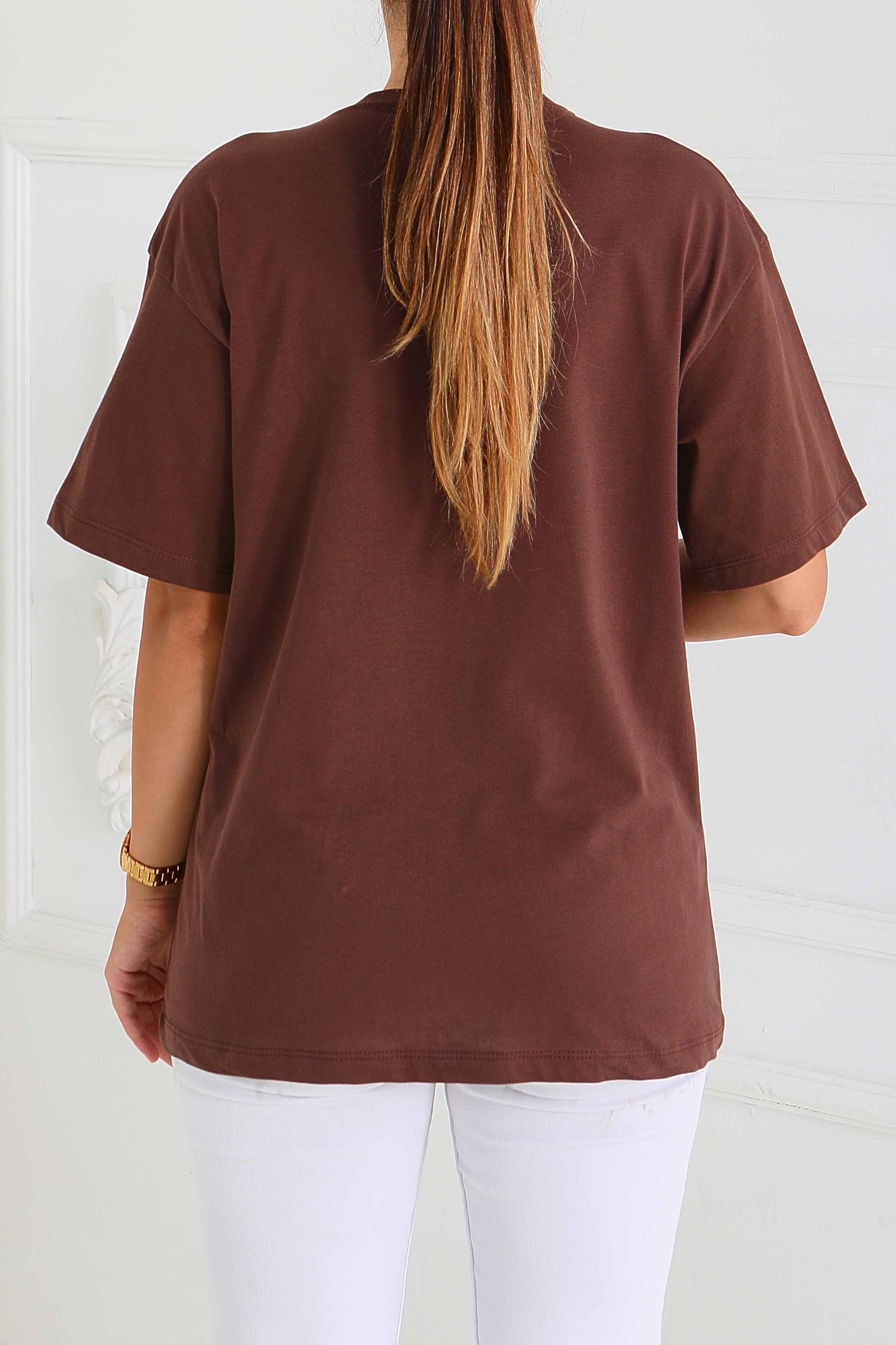 Baskılı Taşlı T-Şhirt - 27567 - 4