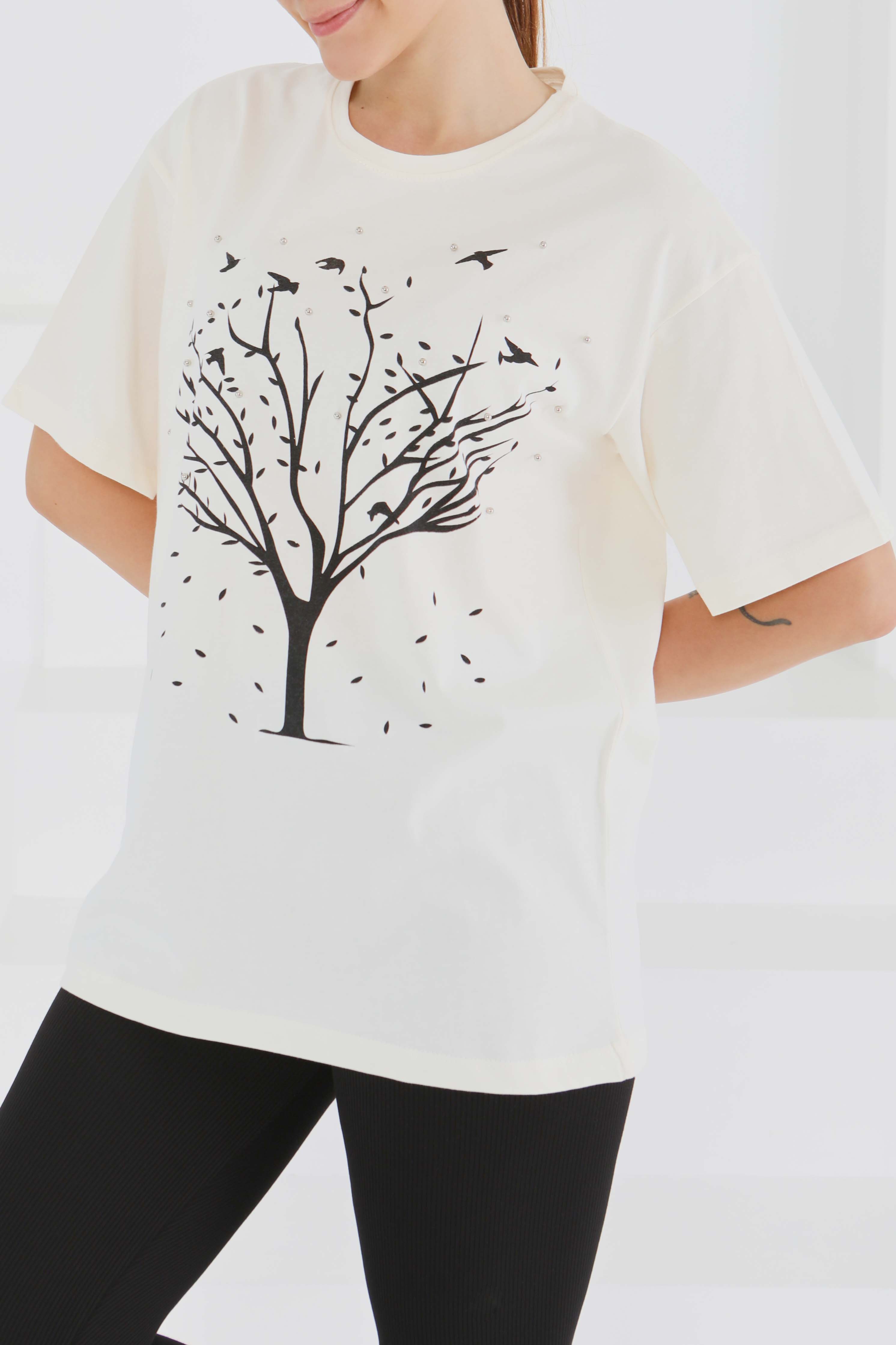 Baskılı Taşlı T-Şhirt - 27375 - 4