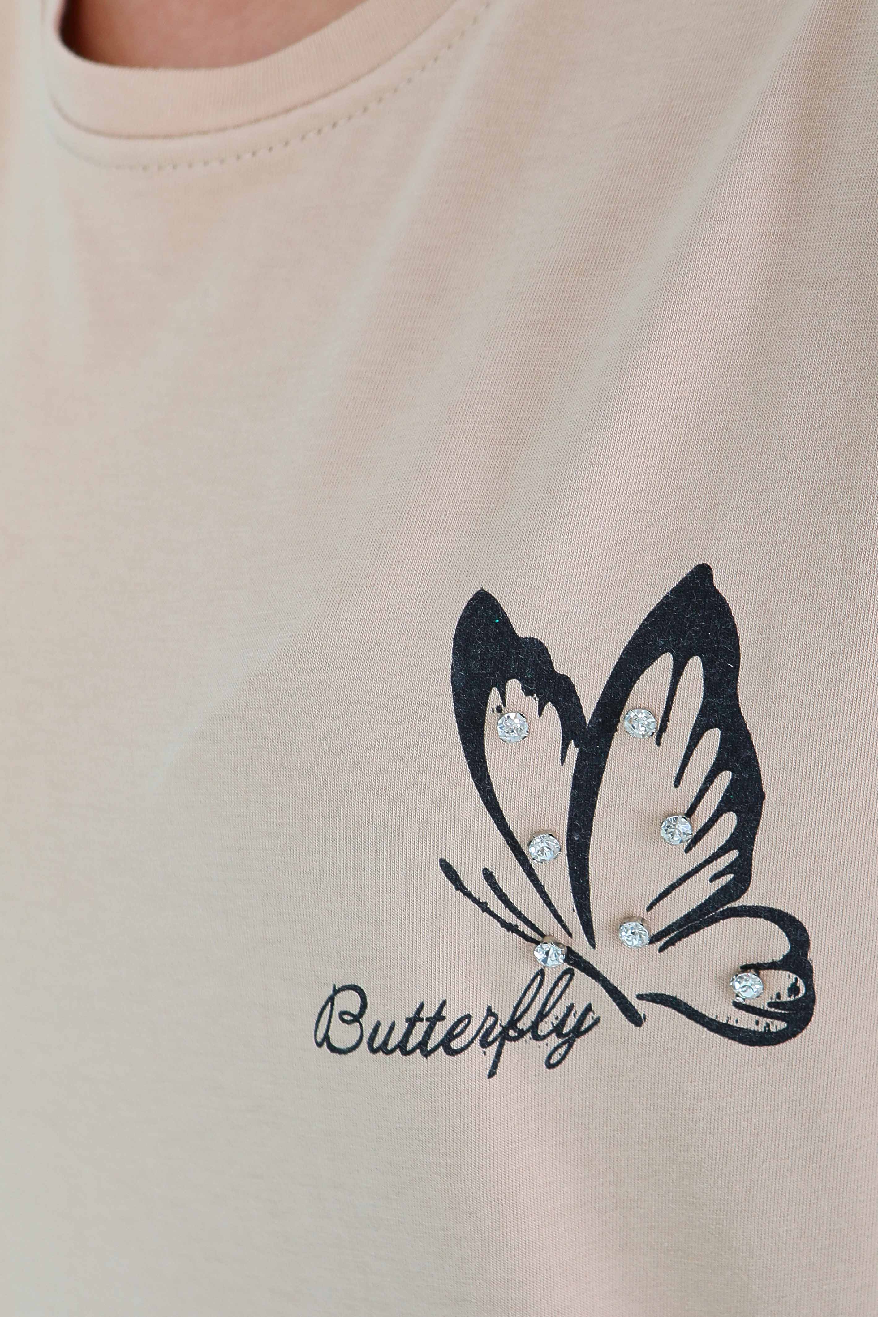 Baskılı Taşlı T-Şhirt - 27567 - 3