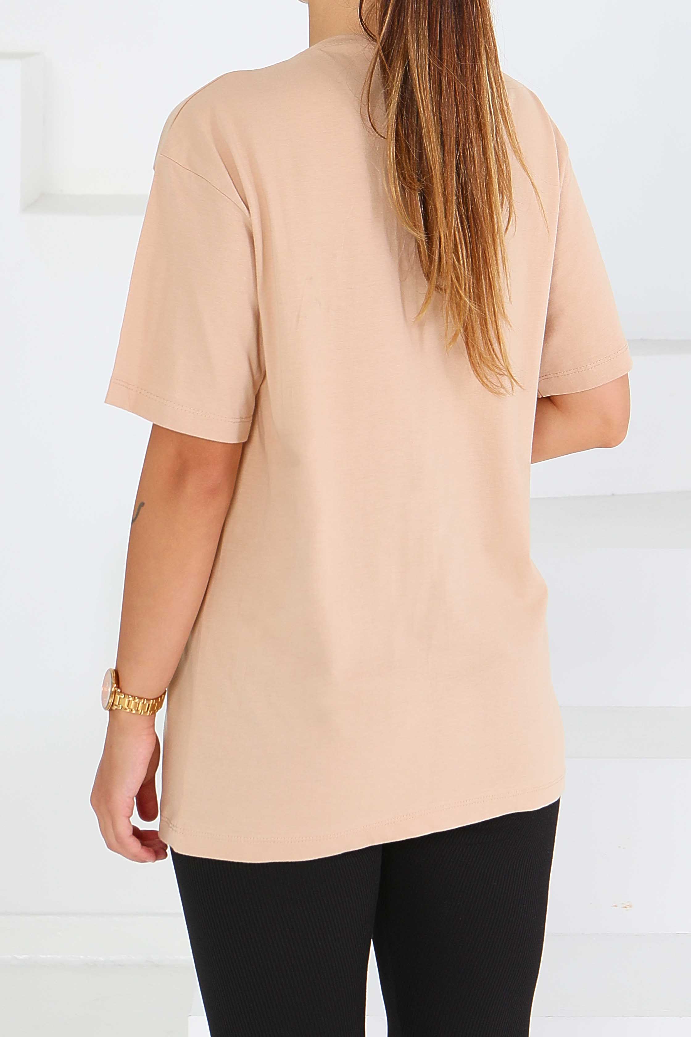 Baskılı Taşlı T-Şhirt - 27567 - 4