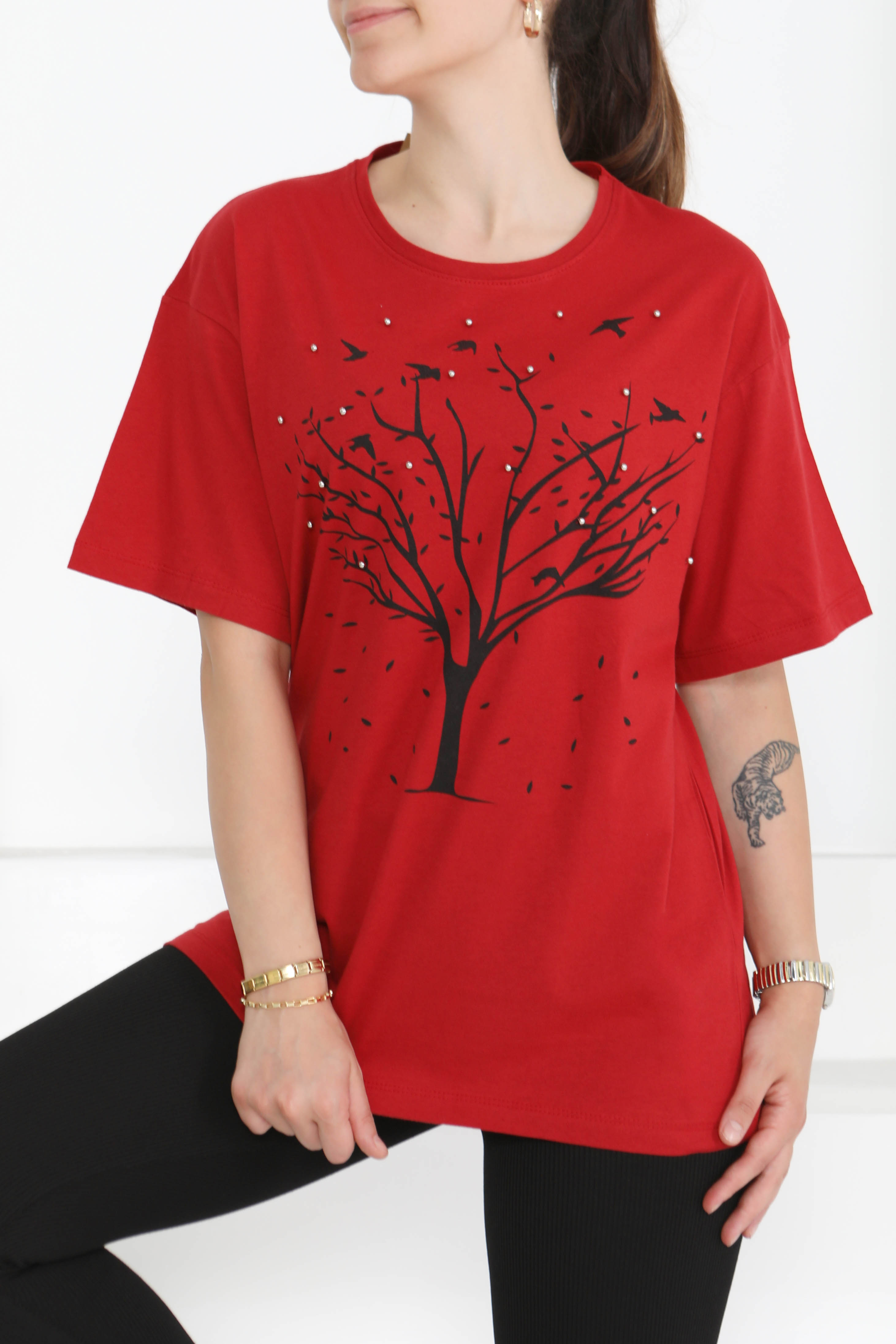 Baskılı Taşlı T-Şhirt - 27375 - 3