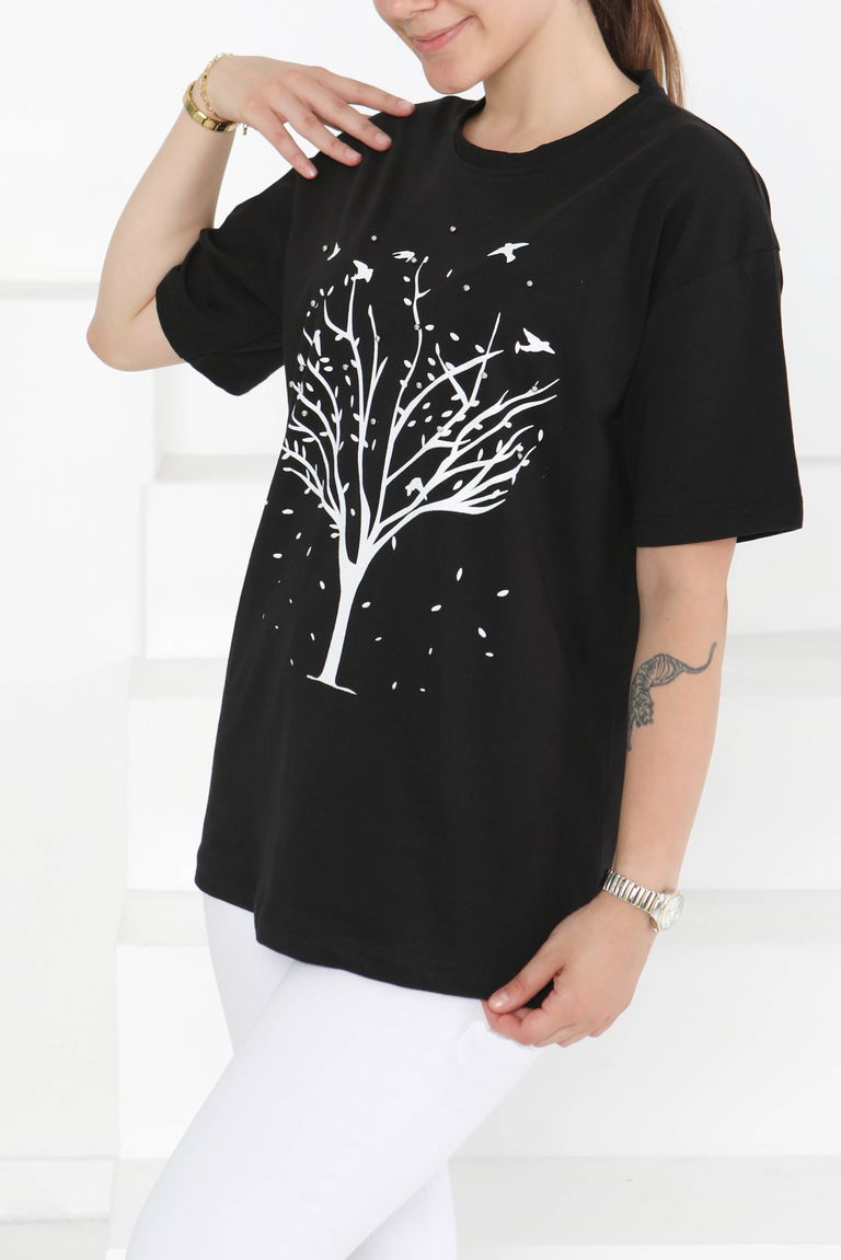 Baskılı Taşlı T-Şhirt - 27375 - TOFİSA