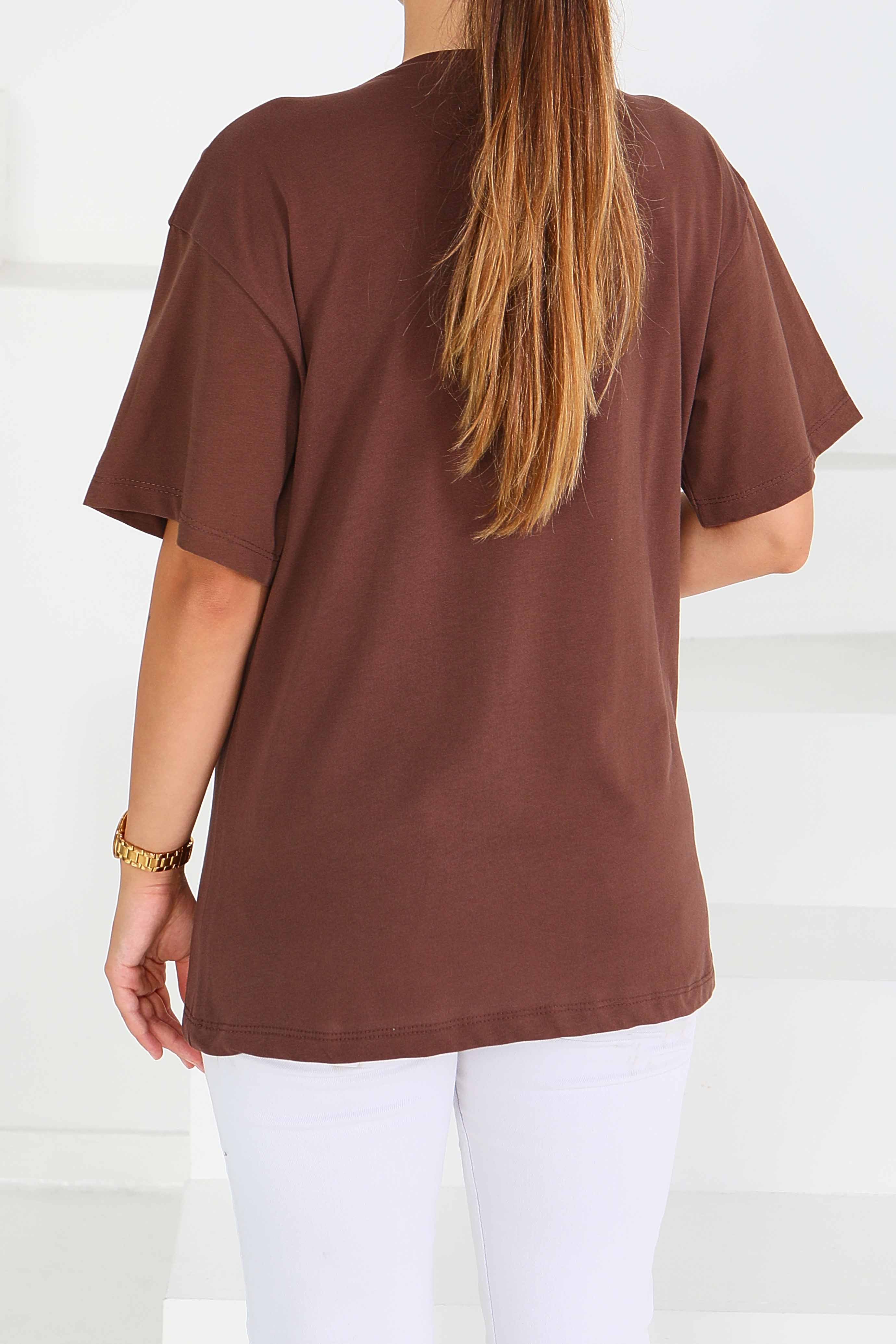 Baskılı Taşlı T-Şhirt - 27375 - 4