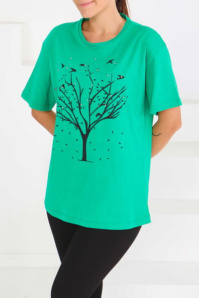 Baskılı Taşlı T-Şhirt - 27375 