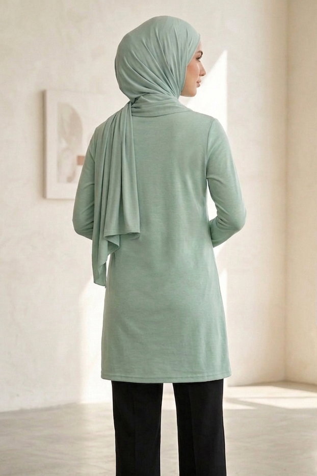 Baskılı Uzun Kollu Tunik Mint - 2112-MINT - 3