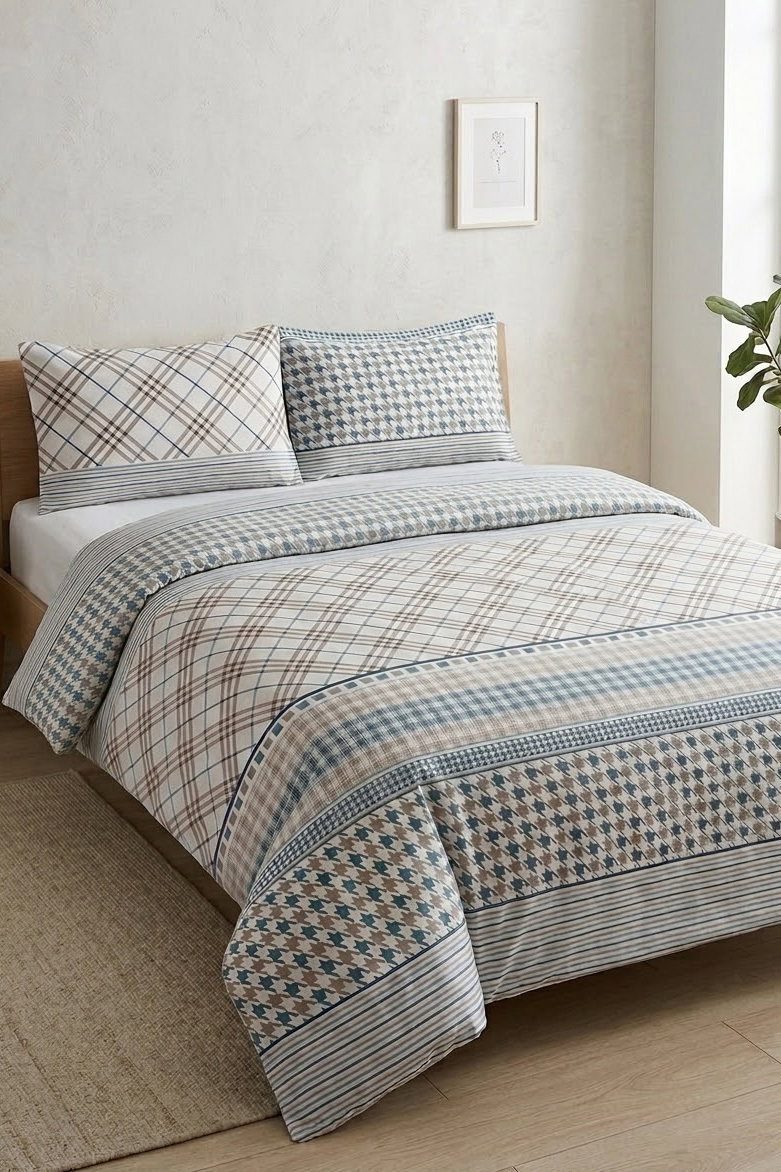 Bebe Mavi Desenli Cift Kişilik Nevresim Seti - 28679-BEBE-MAVI - 1