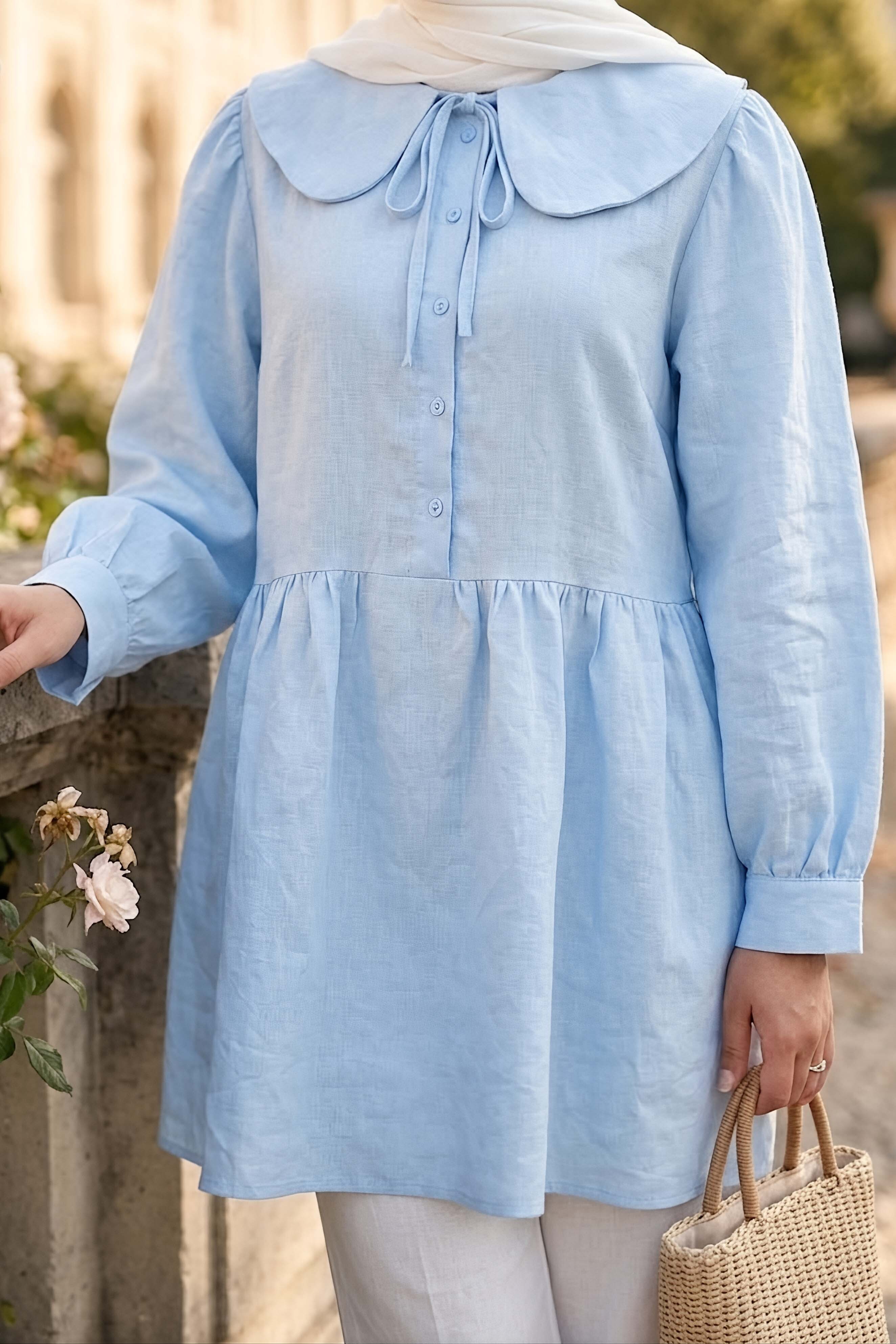 Bebe Yaka Çizgili Tunik Bebe Mavi - 28870-BEBE-MAVI - 2