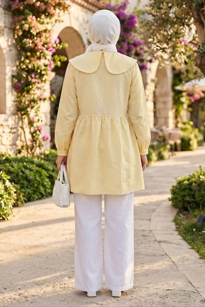 Bebe Yaka Çizgili Tunik Sari - 28870-SARI - 3