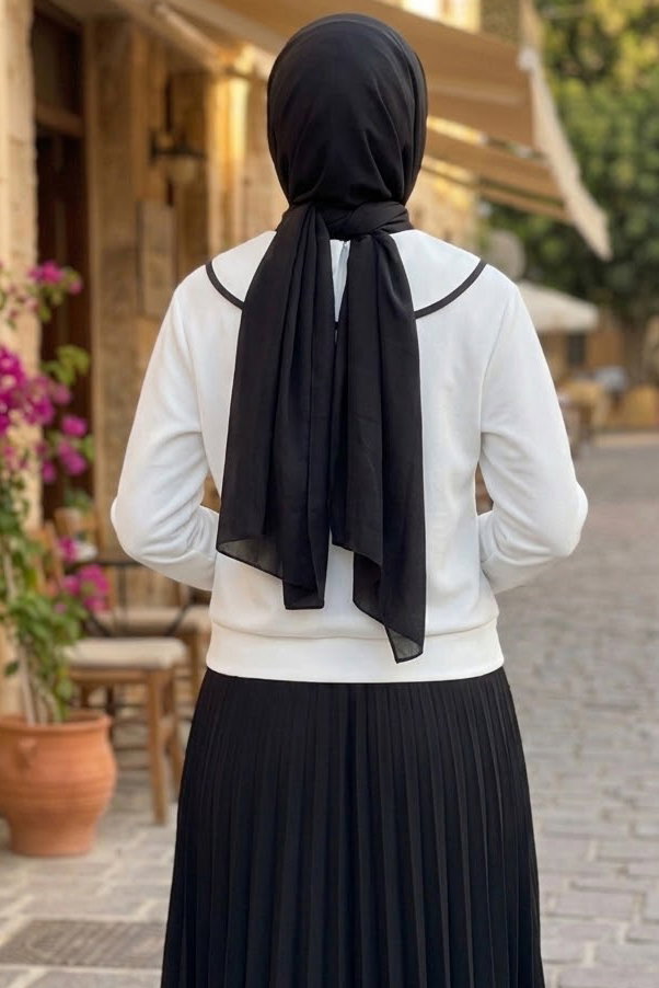 Bebe Yaka Scuba Bluz Beyaz - 29076-BEYAZ - 3