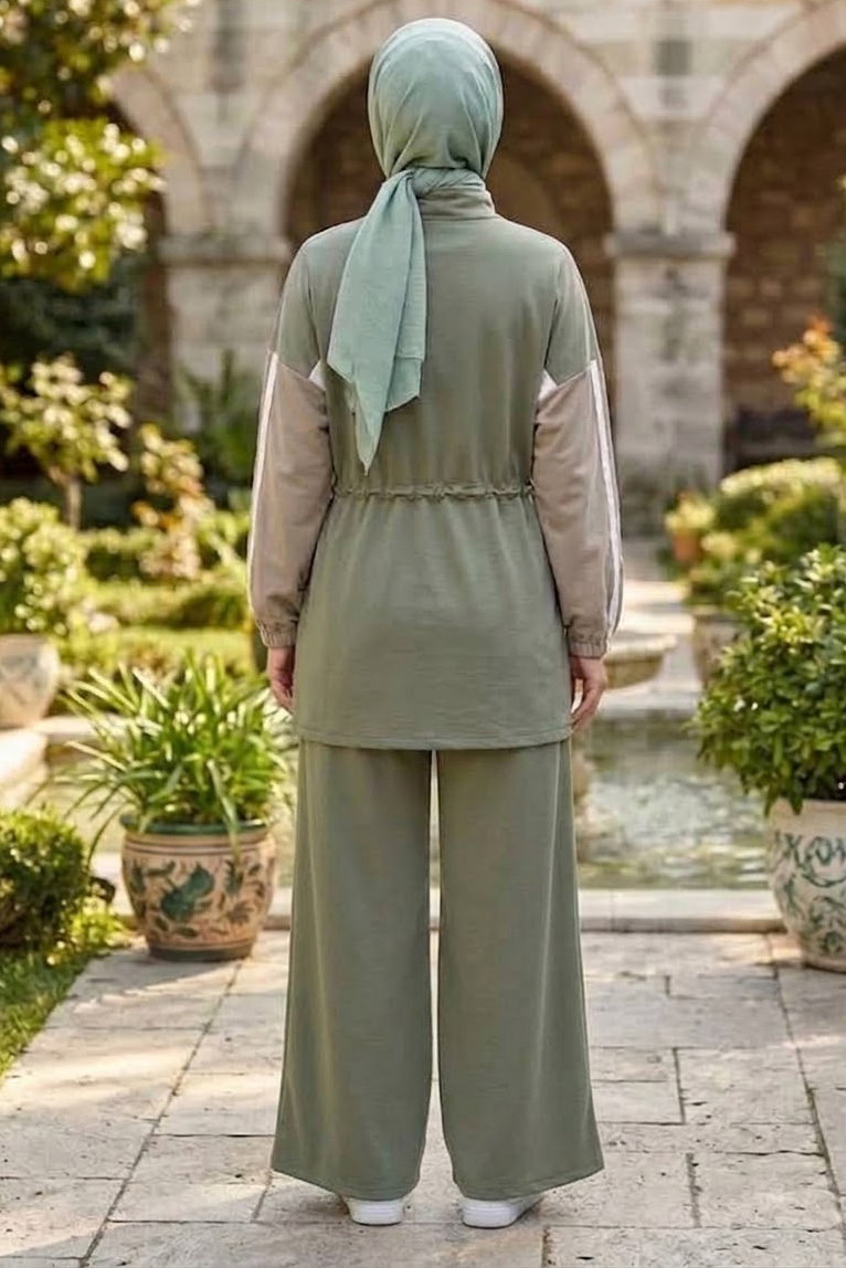 Belde Bağcık Detaylı Oysh Modal Takım Haki - 28927-HAKI - 3