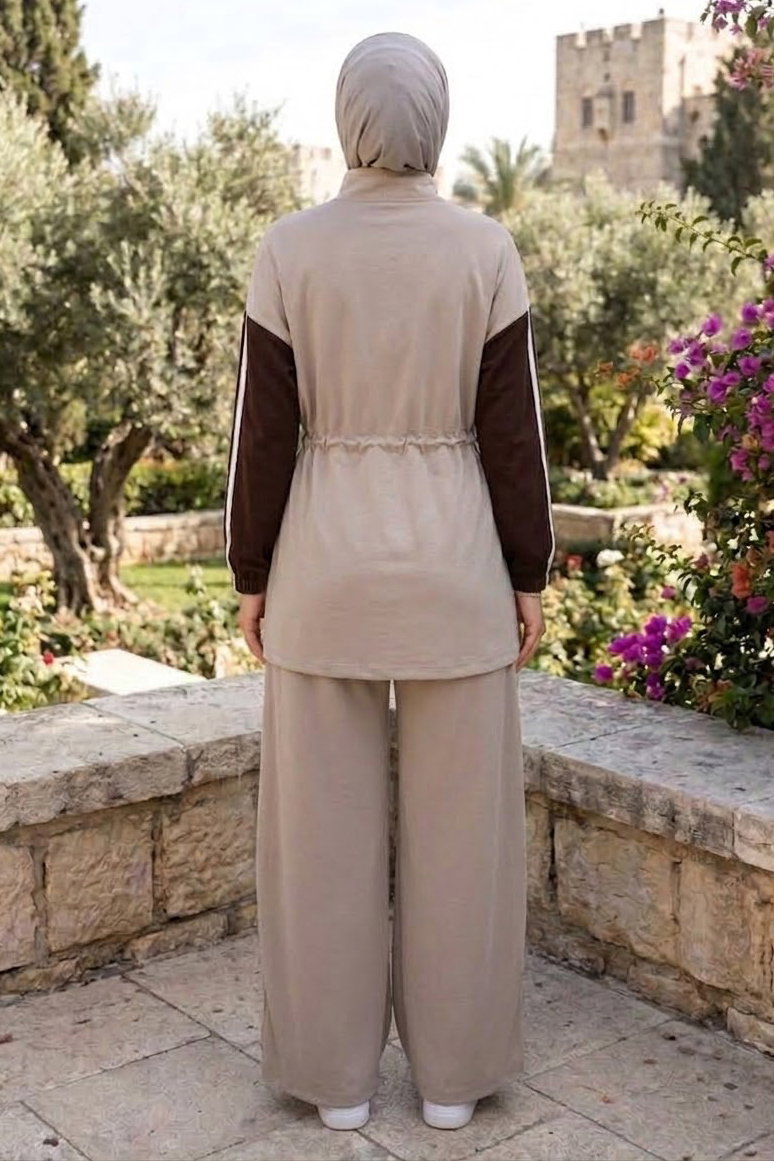 Belde Bağcık Detaylı Oysh Modal Takım Krem - 28927-KREM - 3