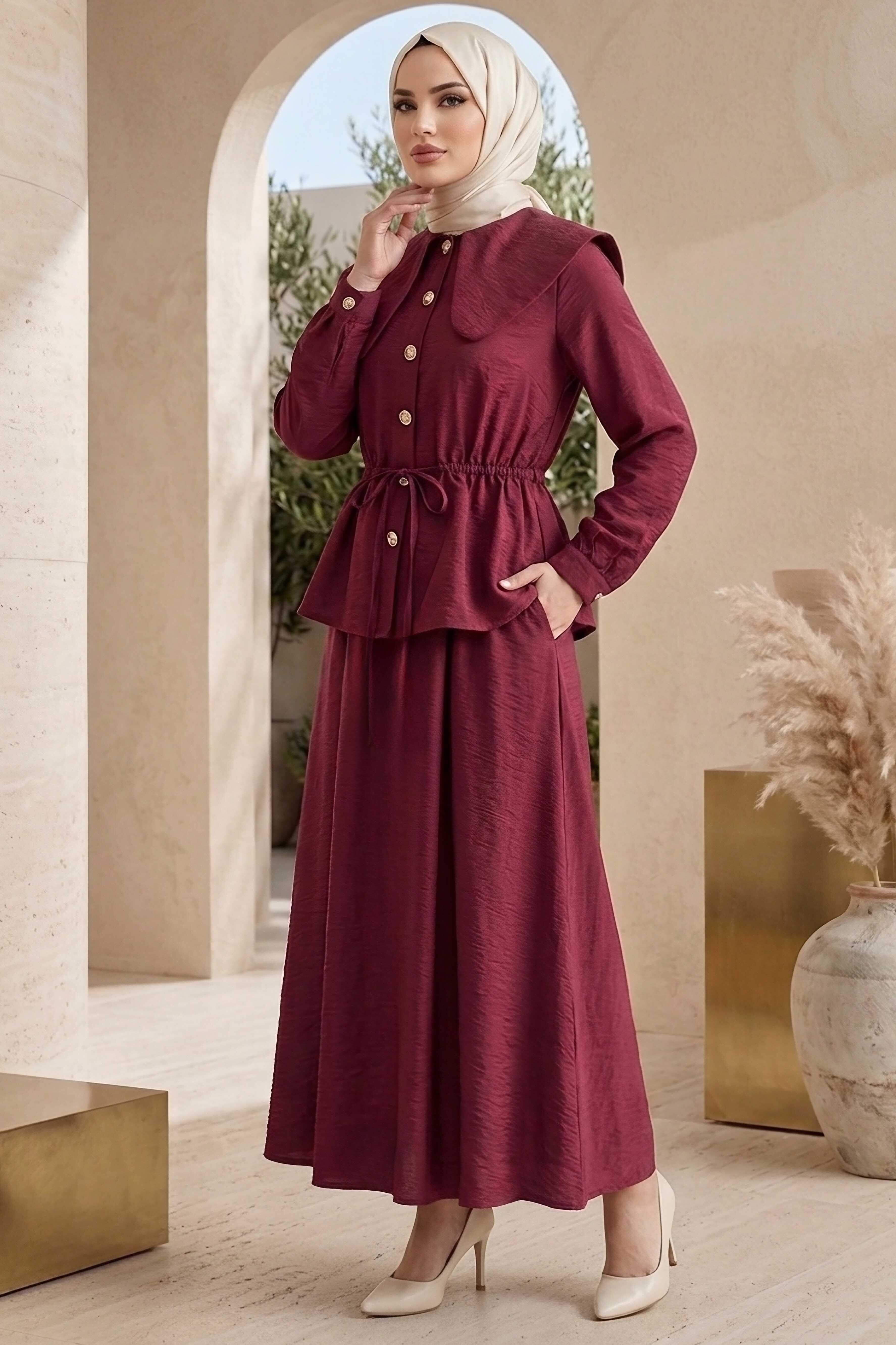 Belde Bağcık Detaylı Paraşüt Takım - 28395-BORDO - 1