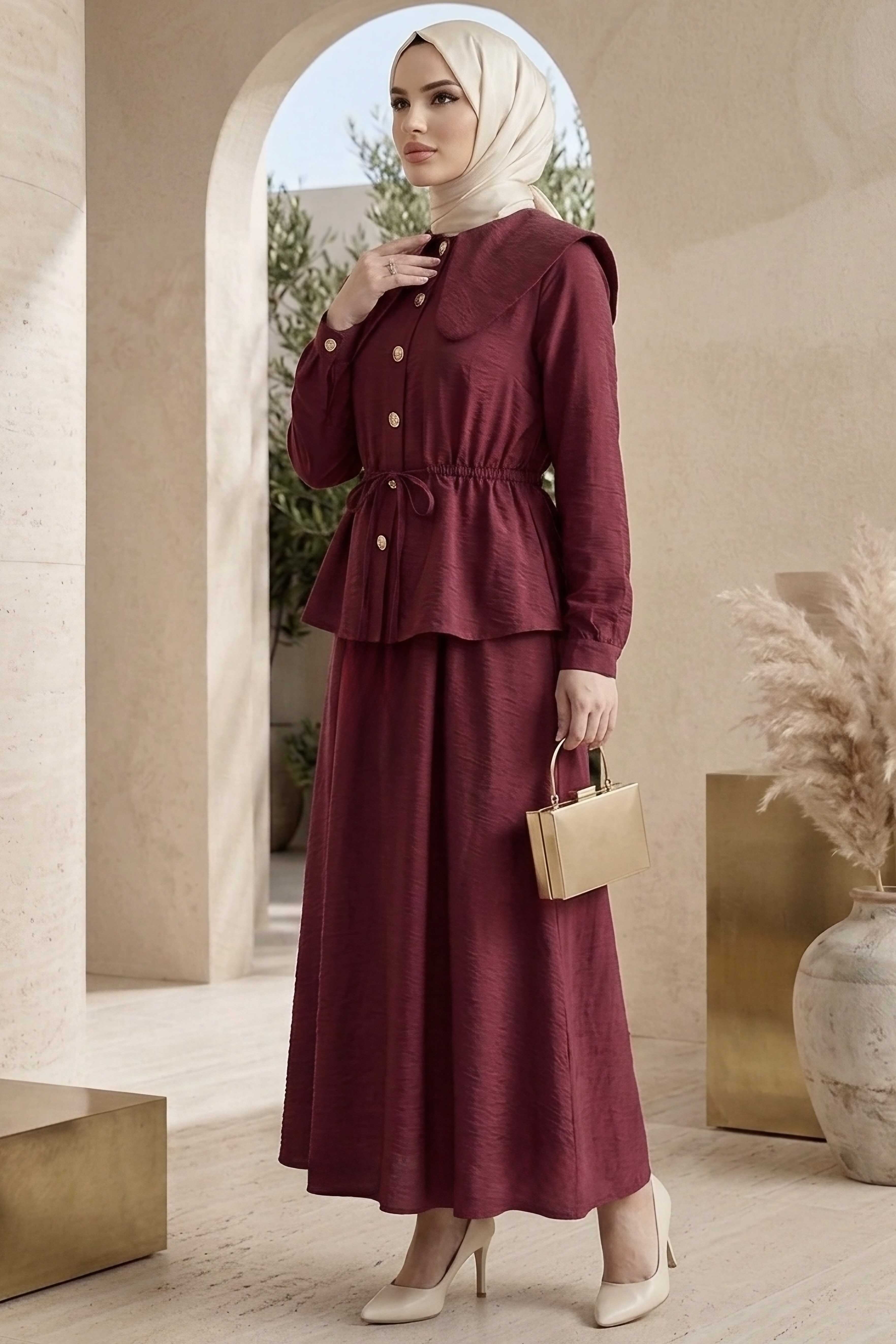 Belde Bağcık Detaylı Paraşüt Takım - 28395-BORDO - 2