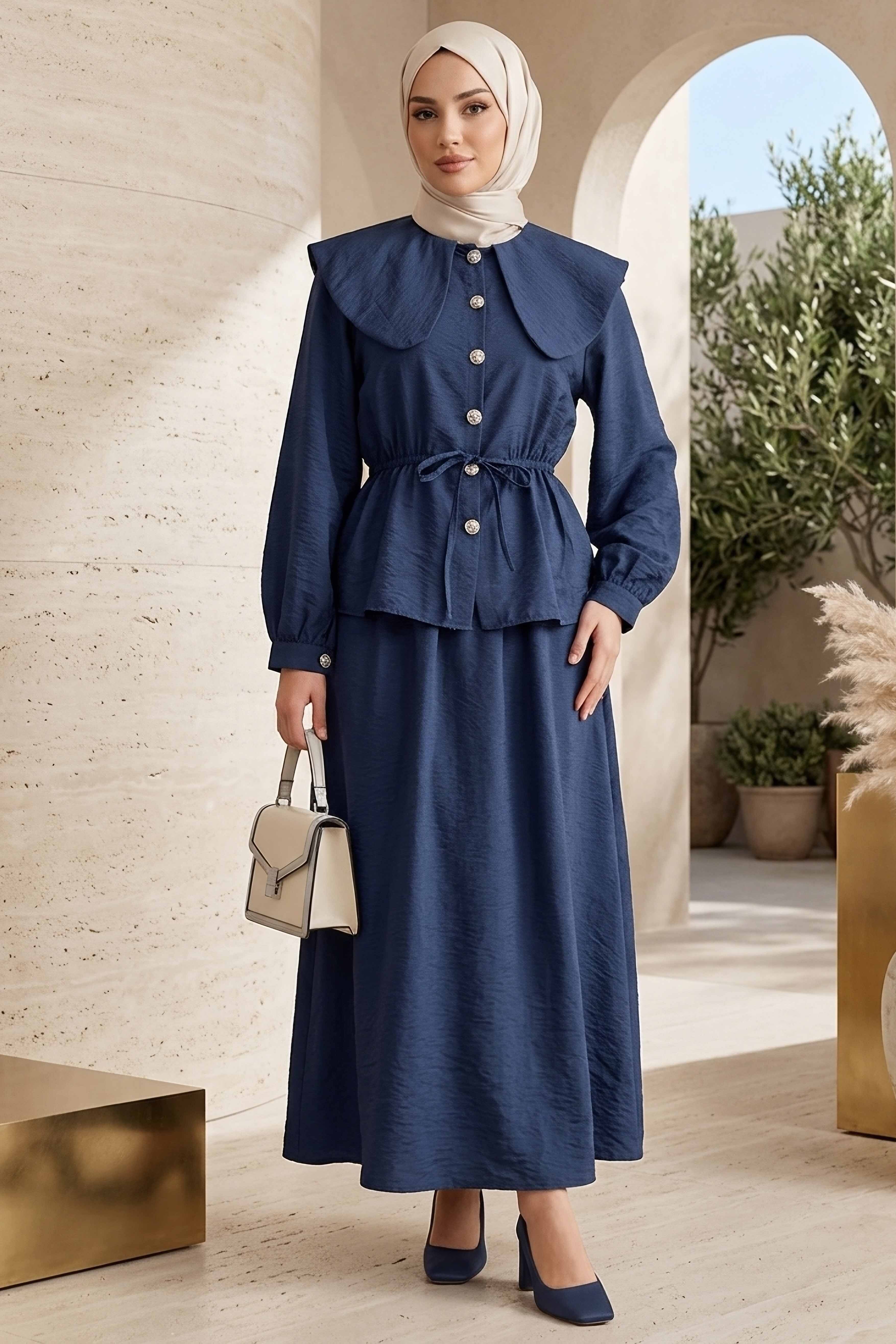 Belde Bağcık Detaylı Paraşüt Takım - 28395-LACIVERT - 1